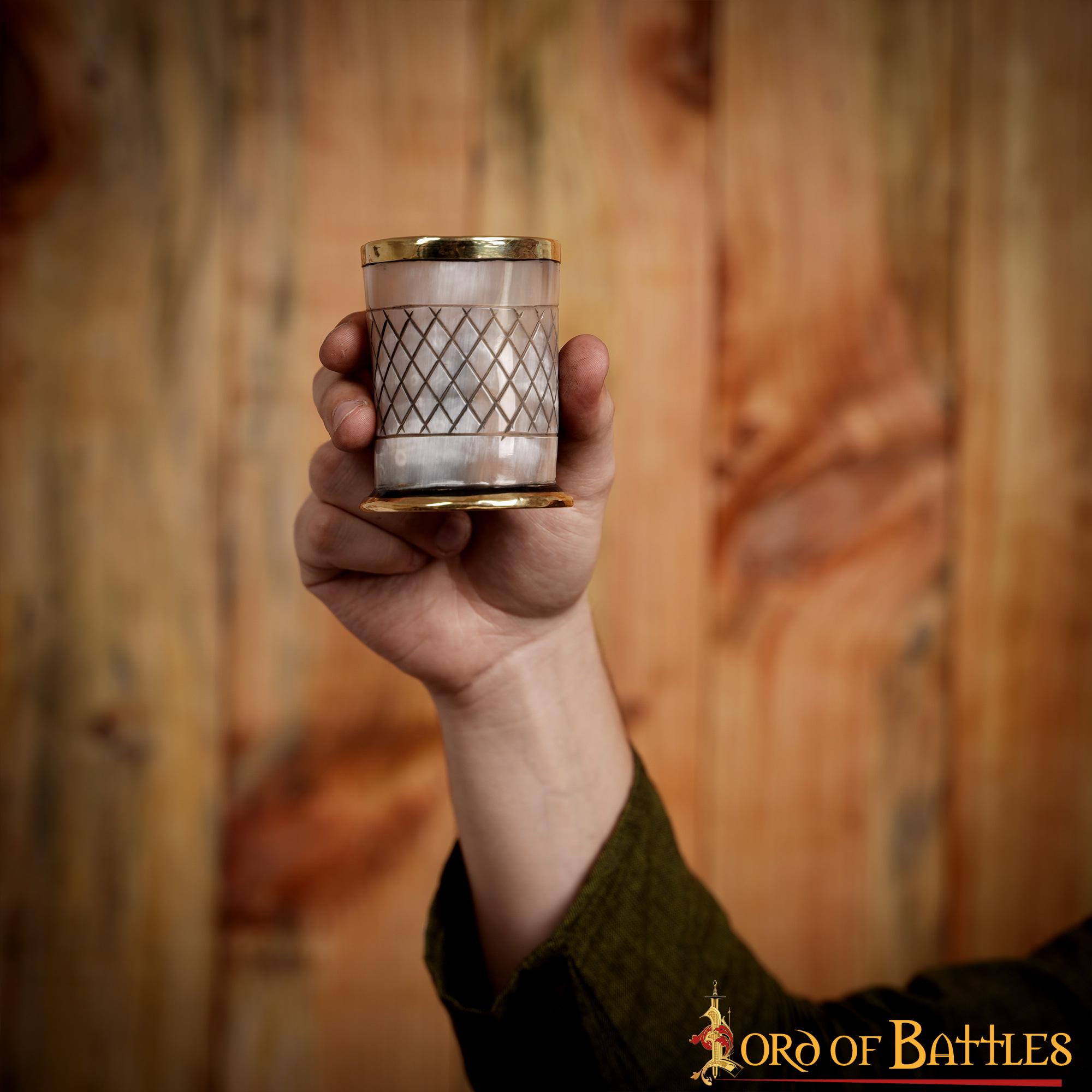 7-10 Medieval Viking Horn Shot Glass with Pure Brass Rim Handcrafted Genuine Ox Horn