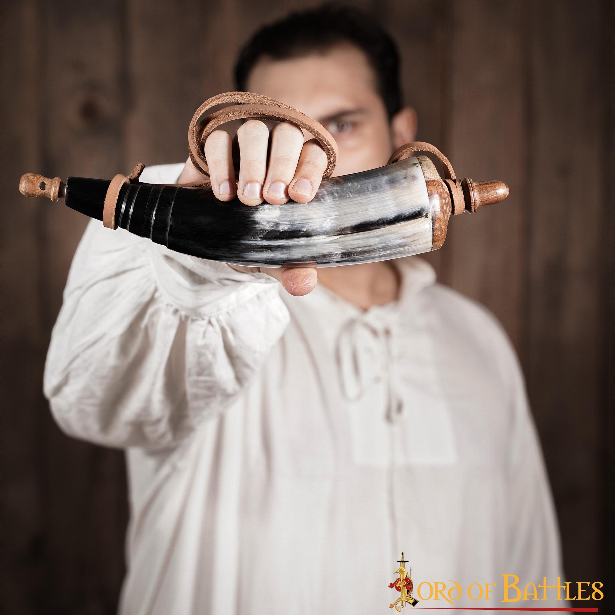 7-28 Viking Warrior Gun Powder Horn Functional Genuine Horn Accessory