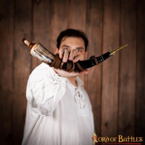 7-39 Medieval Viking Gun Powder Horn Functional Genuine Horn Accessory