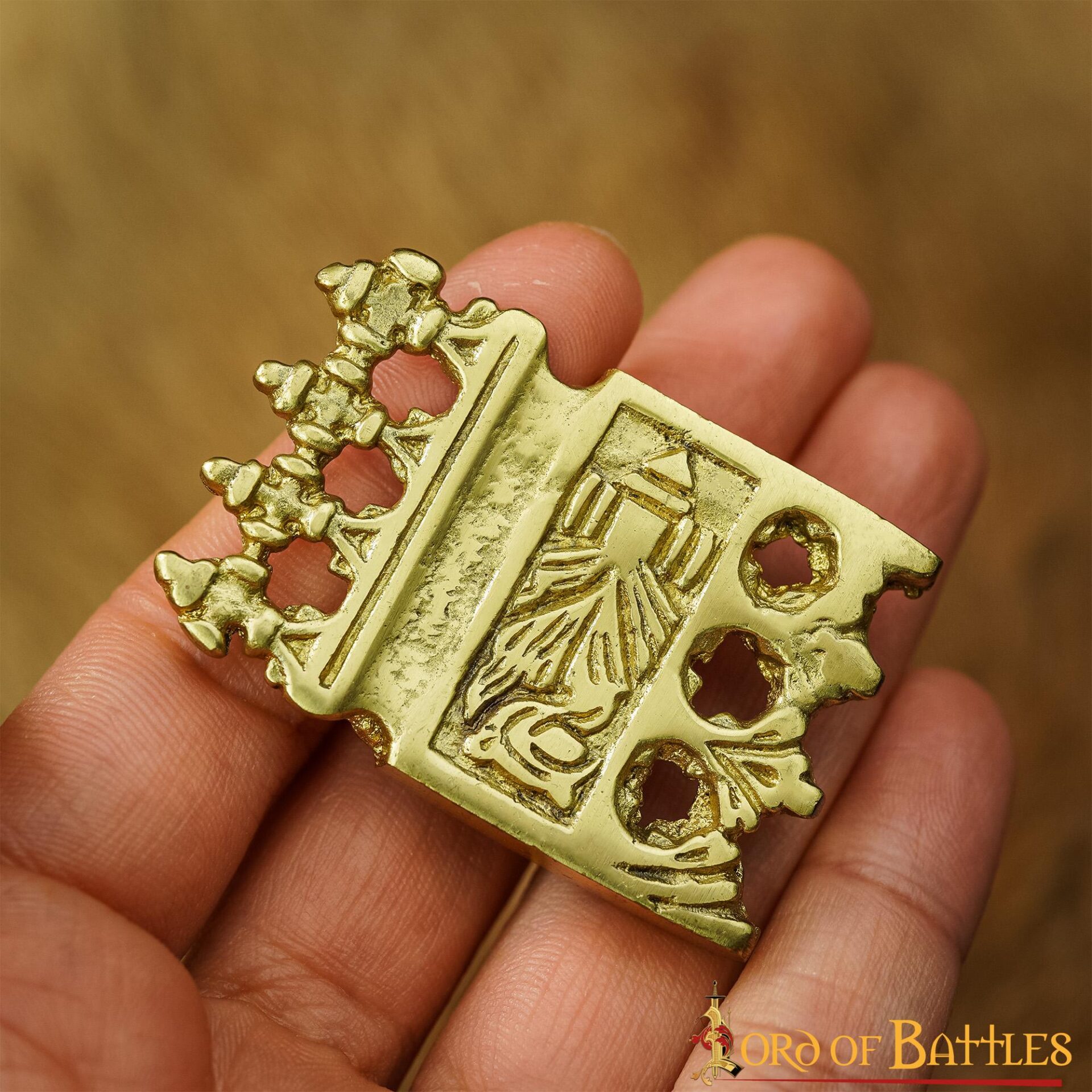 Ornate Viking Pure Solid Brass Belt End