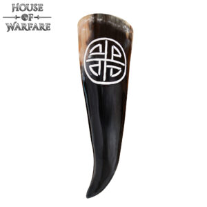 Viking Warrior 300 – 400 ML Drinking Horn with Valknut Hand Carved Design