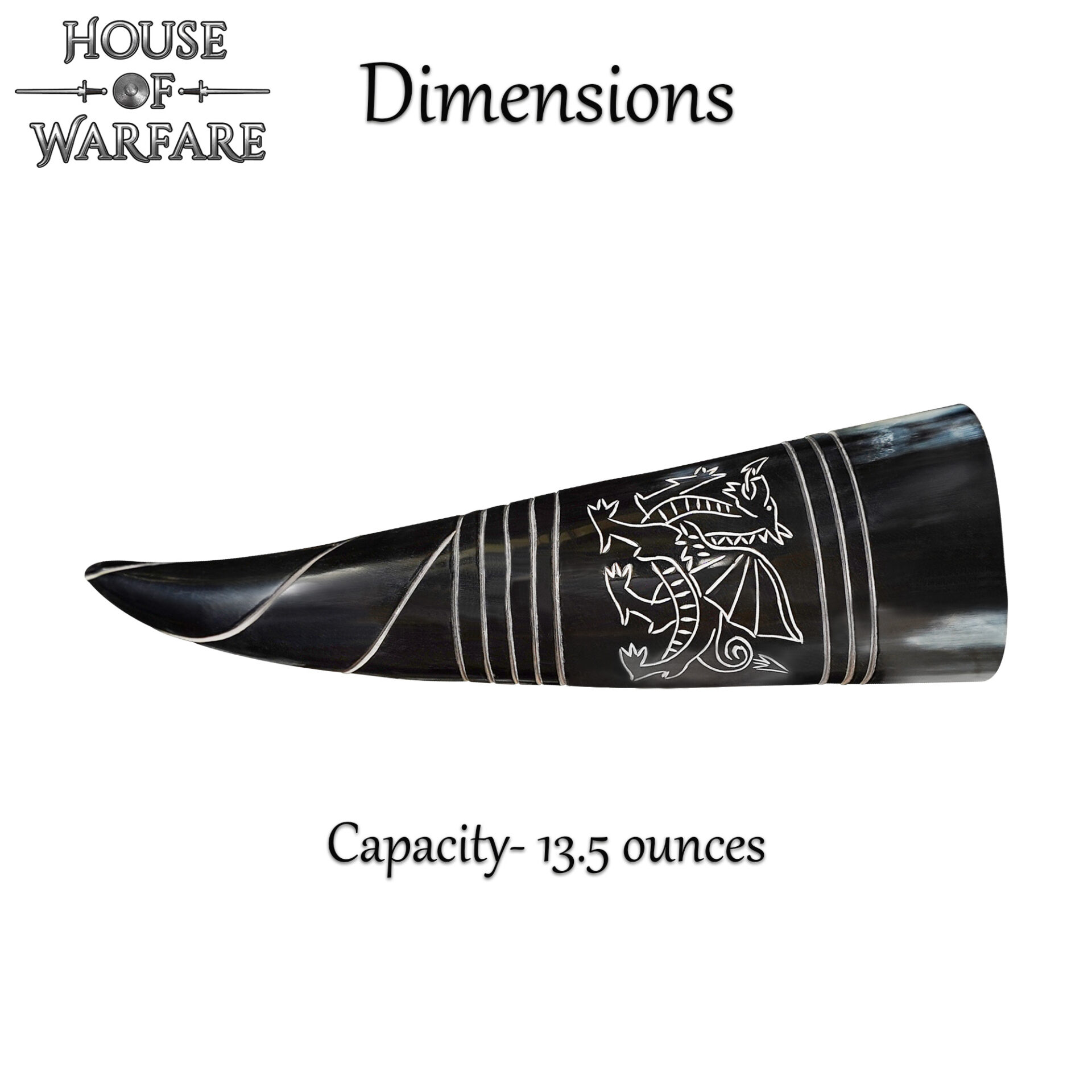 “The Celtic Dragon” Drinking Horn 400 ML Handcrafted Real Ox Horn