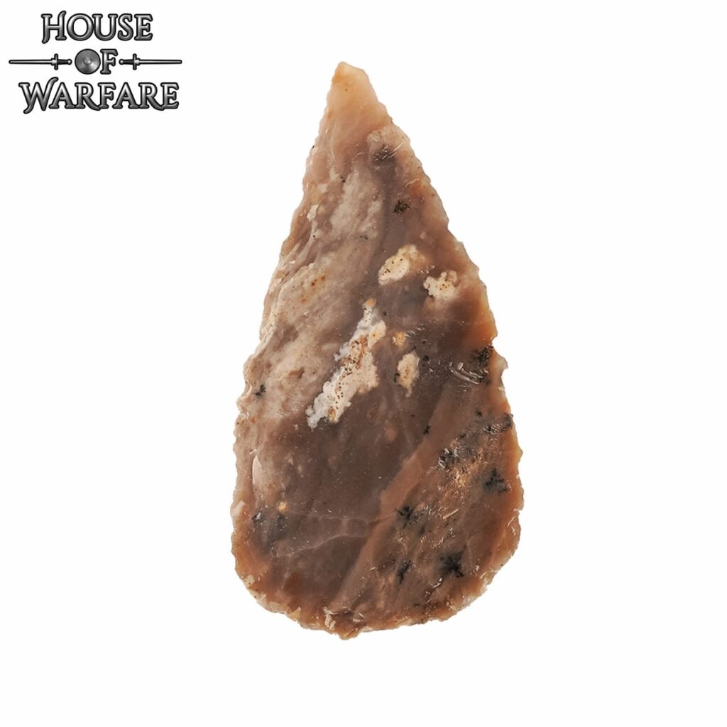 Historical Flint Stone Leaf Arrowhead Dark Brown 7.6cm