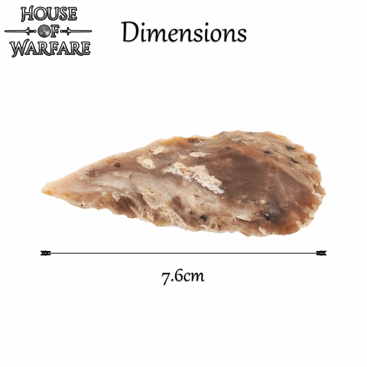 701810_2 Historical Flint Stone Leaf Arrowhead Dark Brown 7.6cm