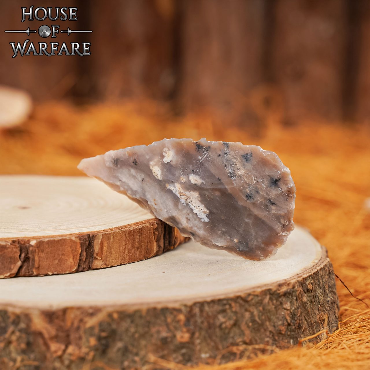 701810_3 Historical Flint Stone Leaf Arrowhead Dark Brown 7.6cm