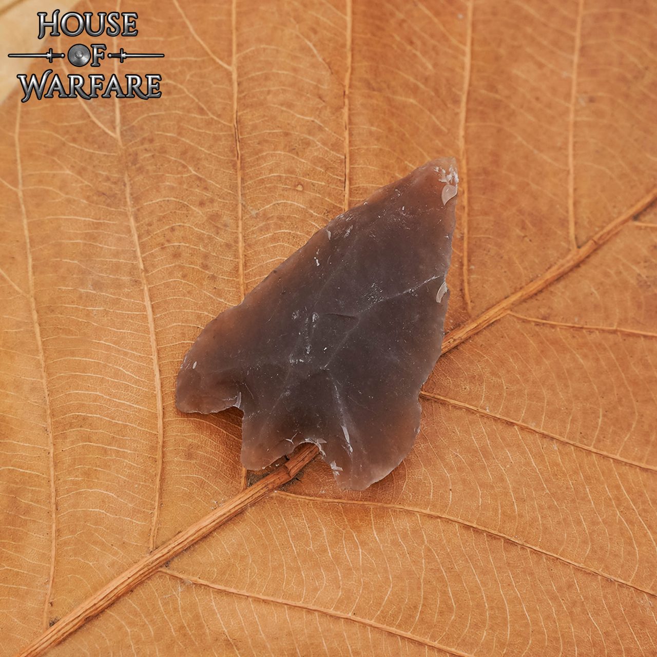 Historic Flint Stone Stemmed Hunting Arrowhead Brown 4cm