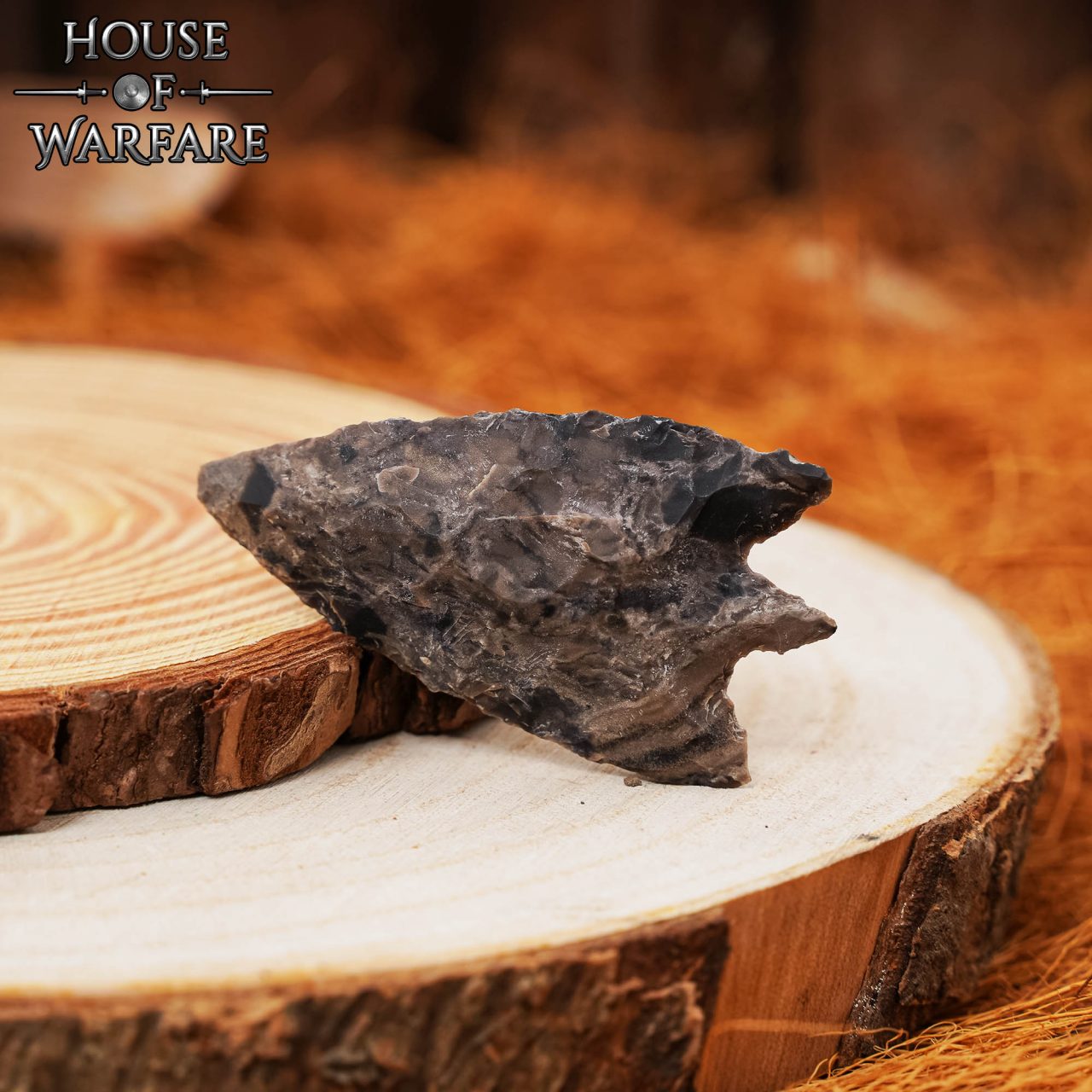 701824_3 Historic Flint Stone Stemmed Hunting Arrowhead Brown 4.8cm