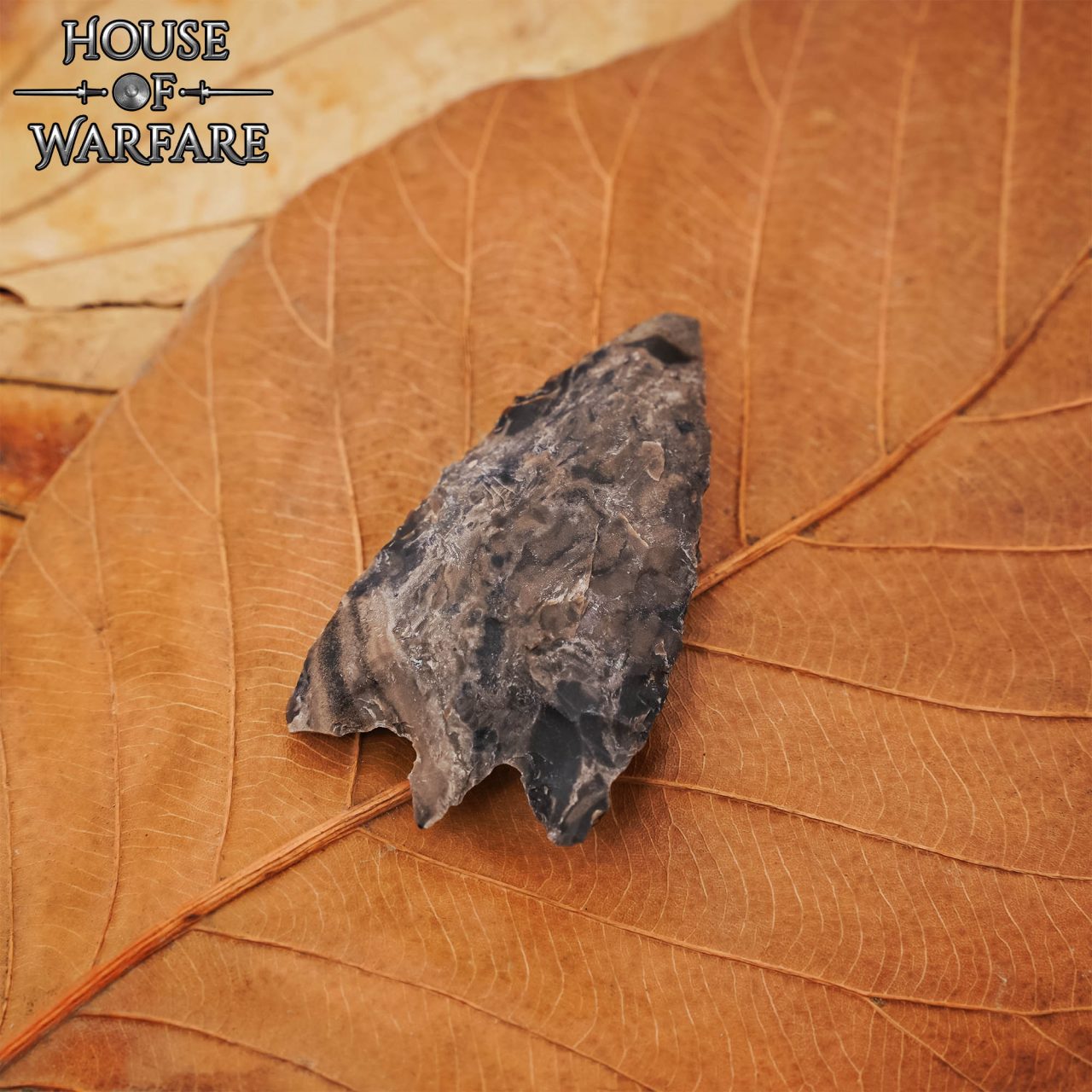 701824_5 Historic Flint Stone Stemmed Hunting Arrowhead Brown 4.8cm