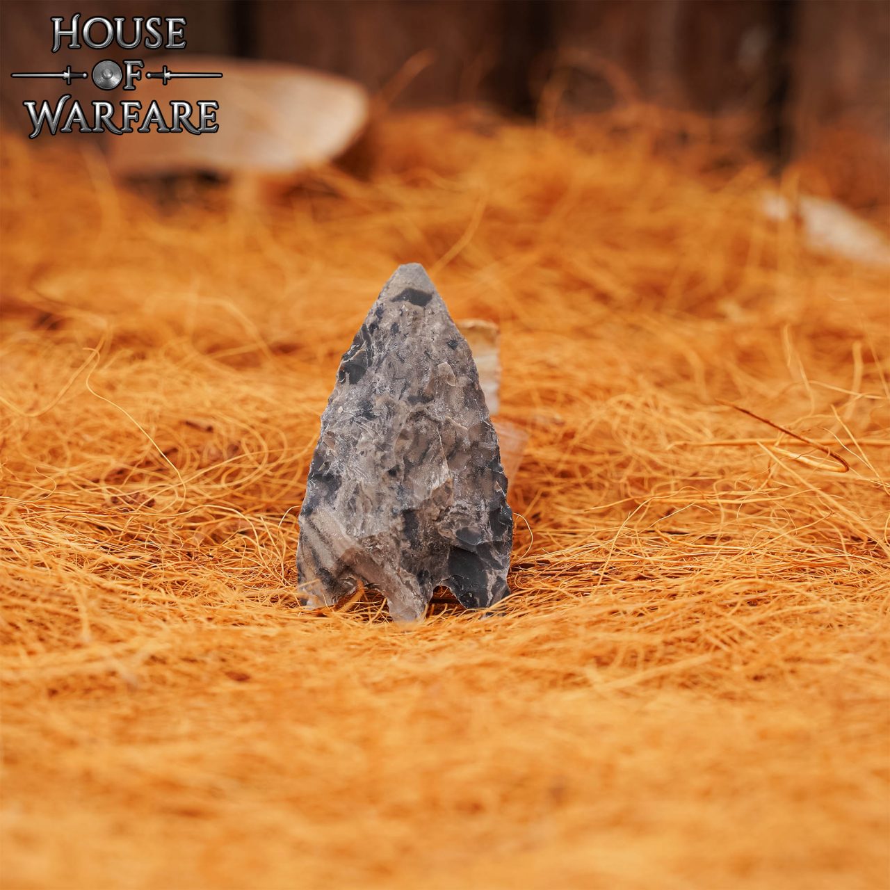 701824_6 Historic Flint Stone Stemmed Hunting Arrowhead Brown 4.8cm