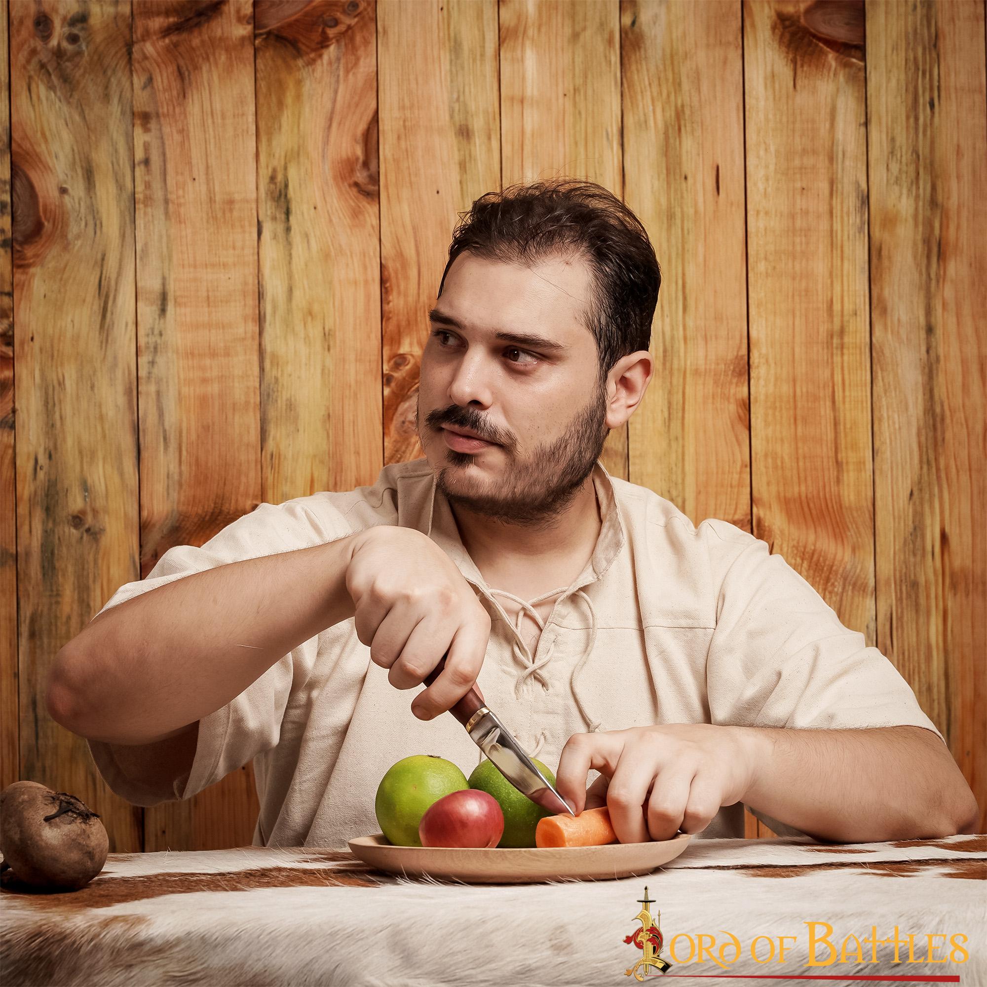 Medieval Wooden Plate Hand Crafted Useful Hardwood Cutlery, approx. 23 cm diameter
