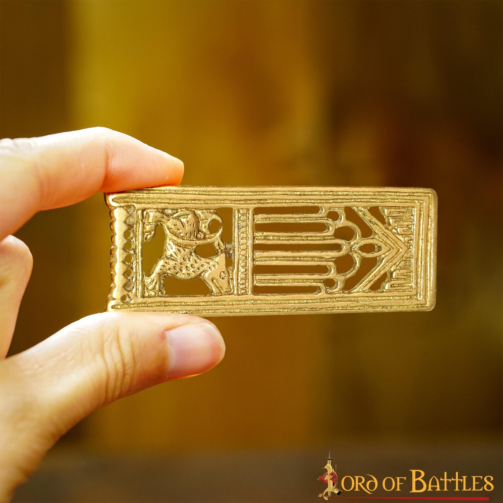 8923_4-1 Lion Pure Solid Brass Belt End Chape