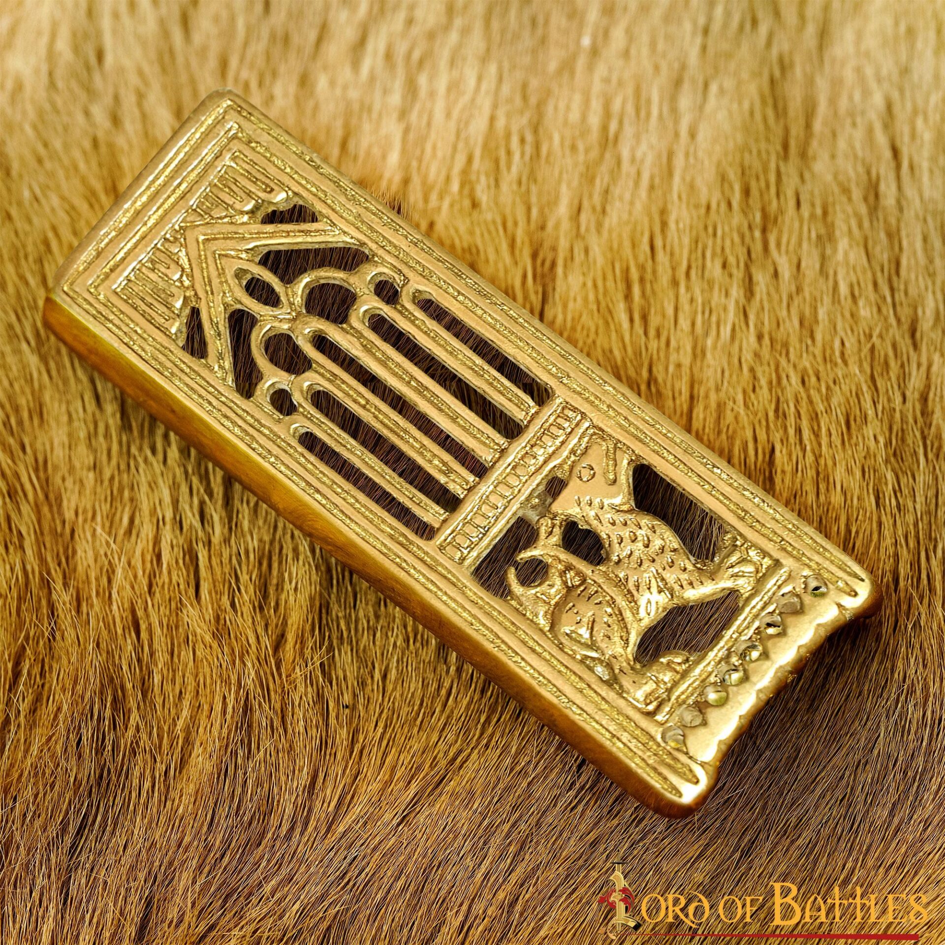8923_6-2 Lion Pure Solid Brass Belt End Chape
