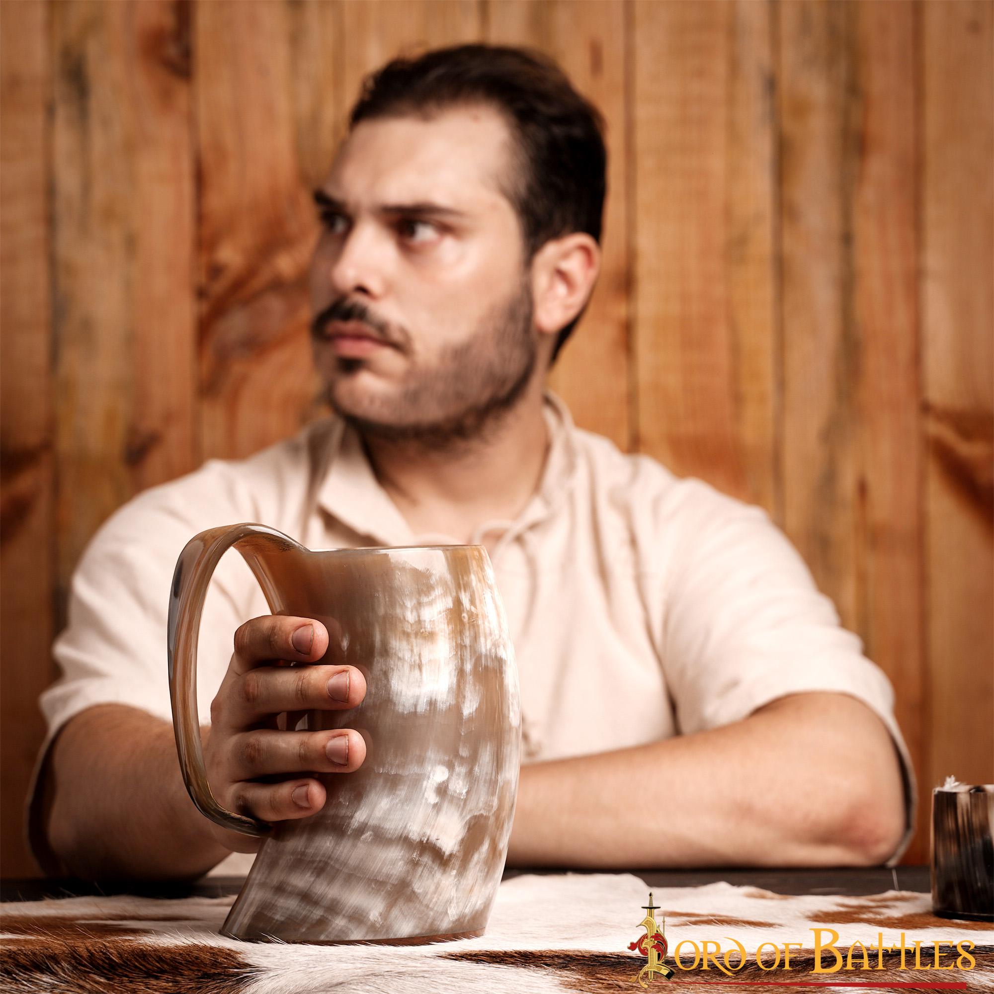 Medieval Viking Horn Tankard Beer Mug Handcrafted Genuine Ox Horn