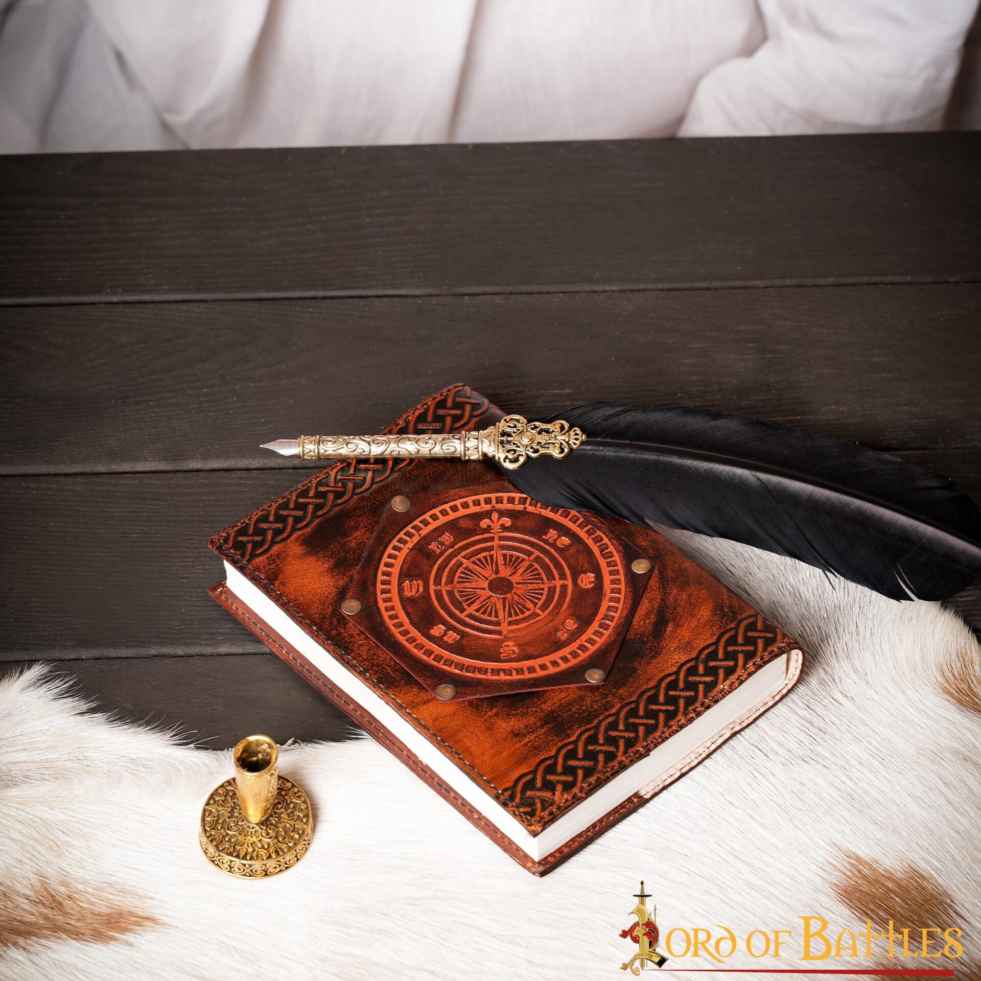 9-22-1 Fleur de Lis Navigation Compass Journal Handcrafted Real Leather Diary