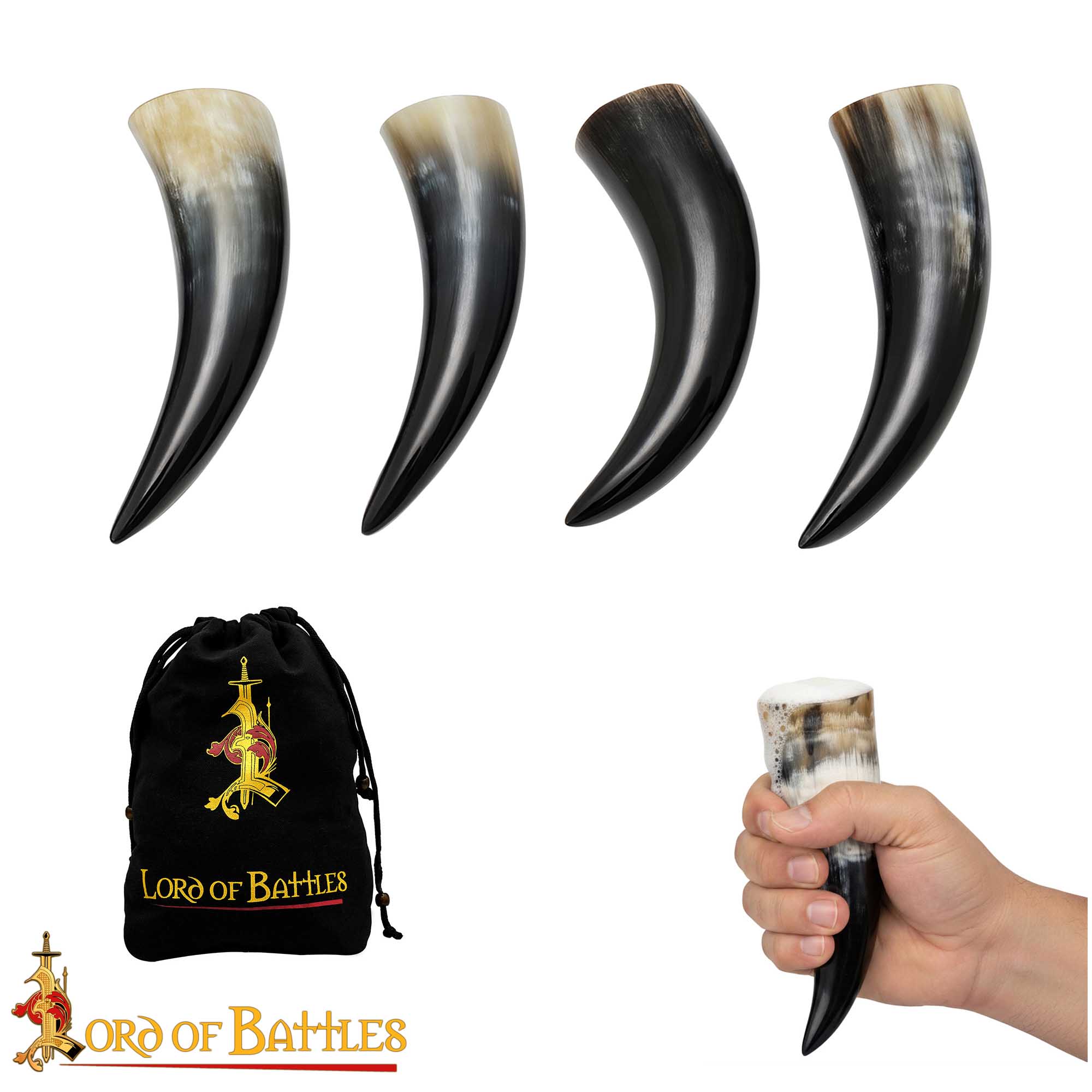 Medieval Viking Drinking Horns - 26409-4Pcs- 150ml 3