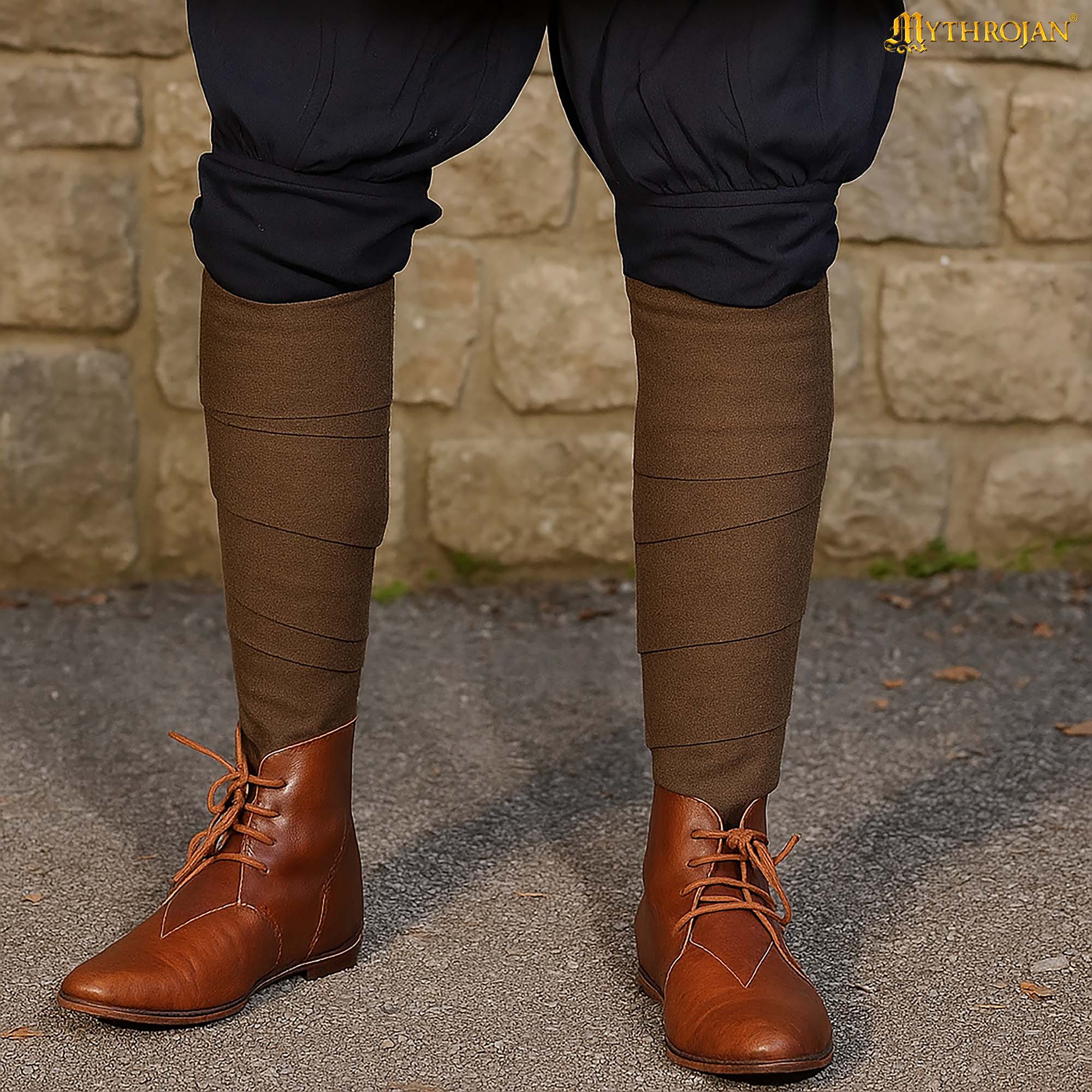 Medieval Woolen Leg Wraps Winingas-Viking Calf Wraps-301083BR-SET 1 winingas