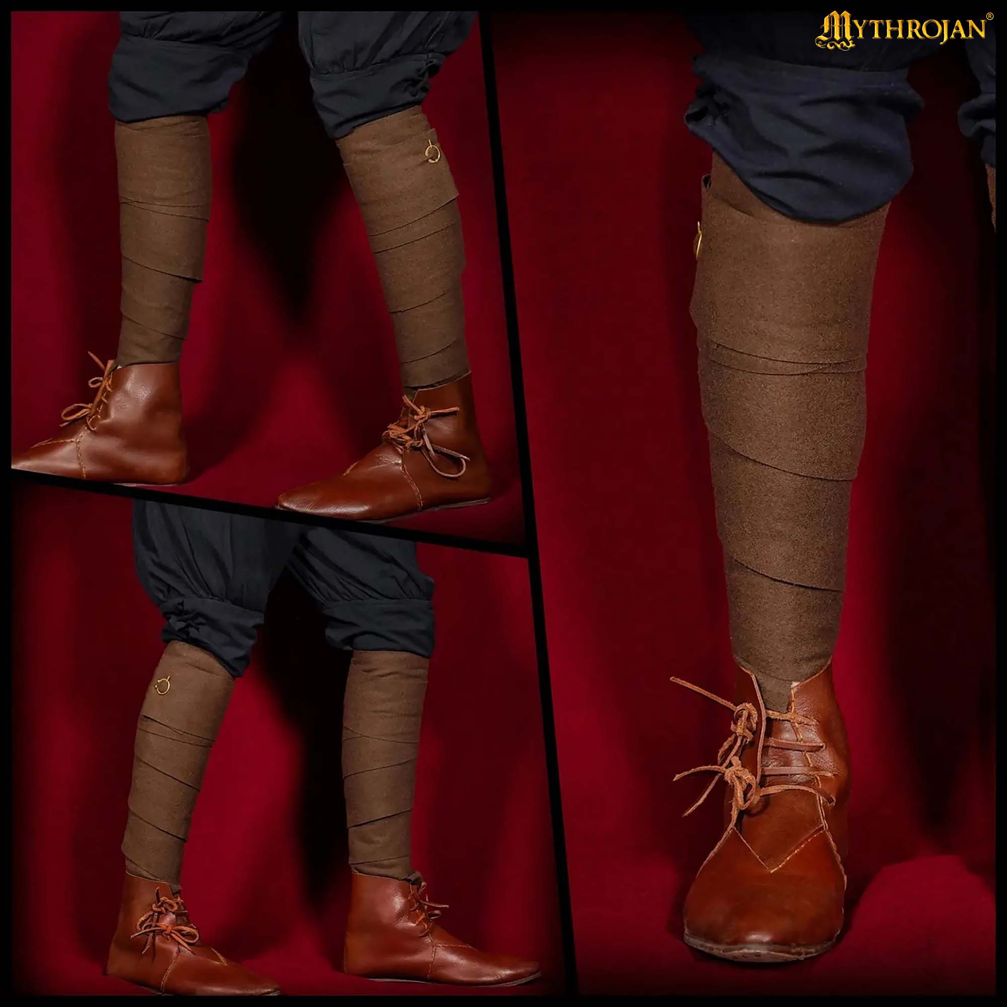 Medieval Woolen Leg Wraps Winingas-Viking Calf Wraps-301083BR-SET 5 winingas