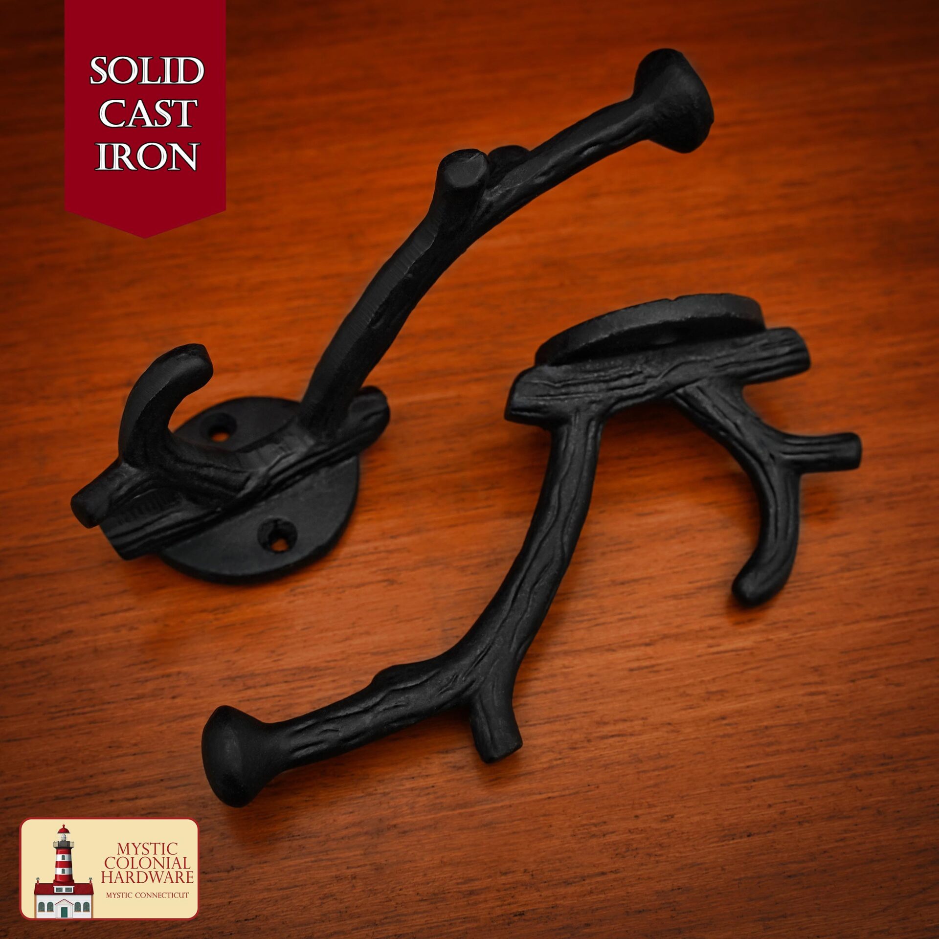 Rustic Cast Iron Wall Hooks, Heavy Duty Retro Utility Hooks - 500150OB-2SET 4 wall hook