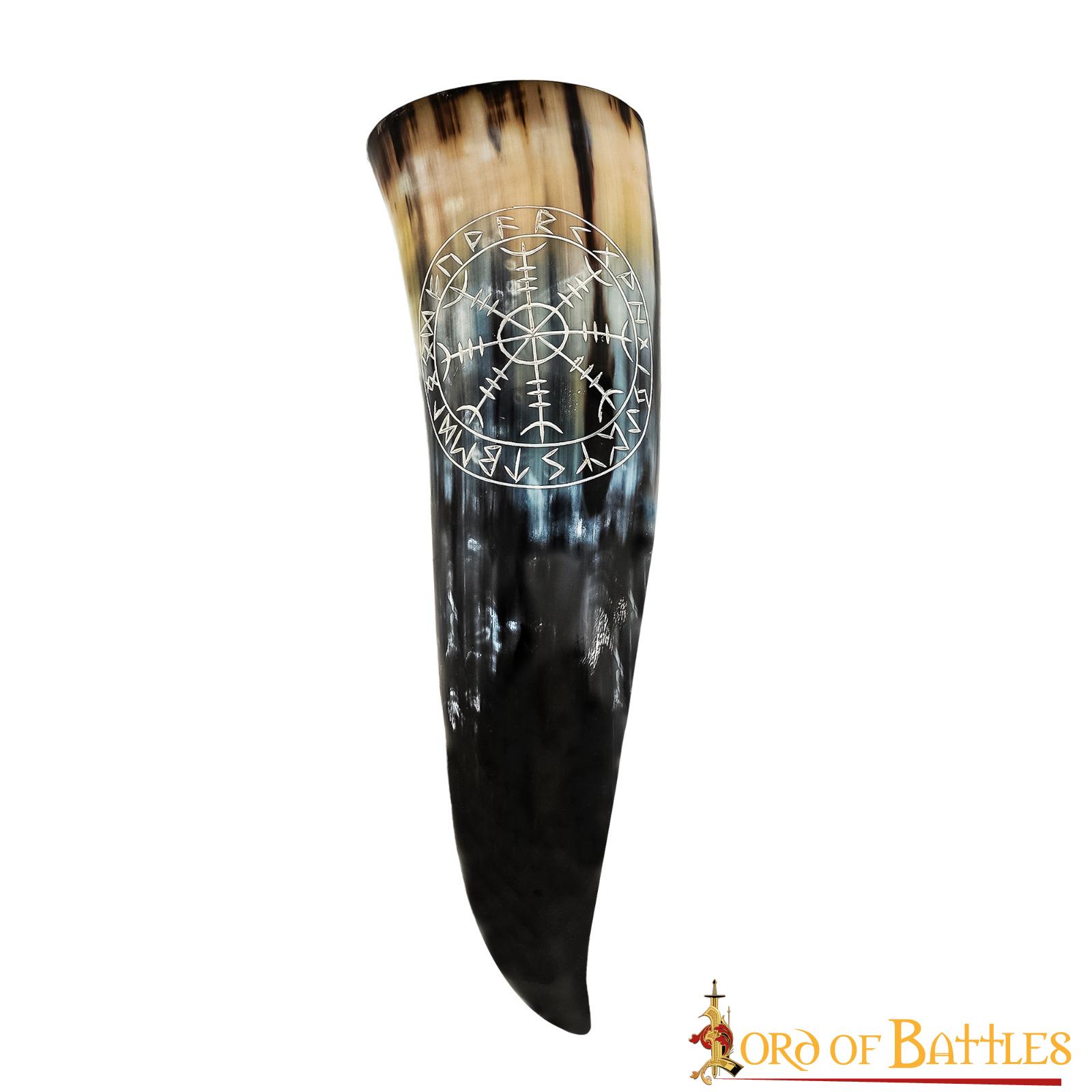 WhatsApp-Image-2023-06-10-at-1.05.54-PM Genuine Drinking Horn with Hand-Carved Aegishjalmur / Helm of Awe Motif