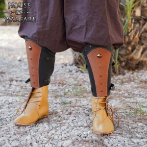 Fantasy Mongolian Soldier Leather Greaves