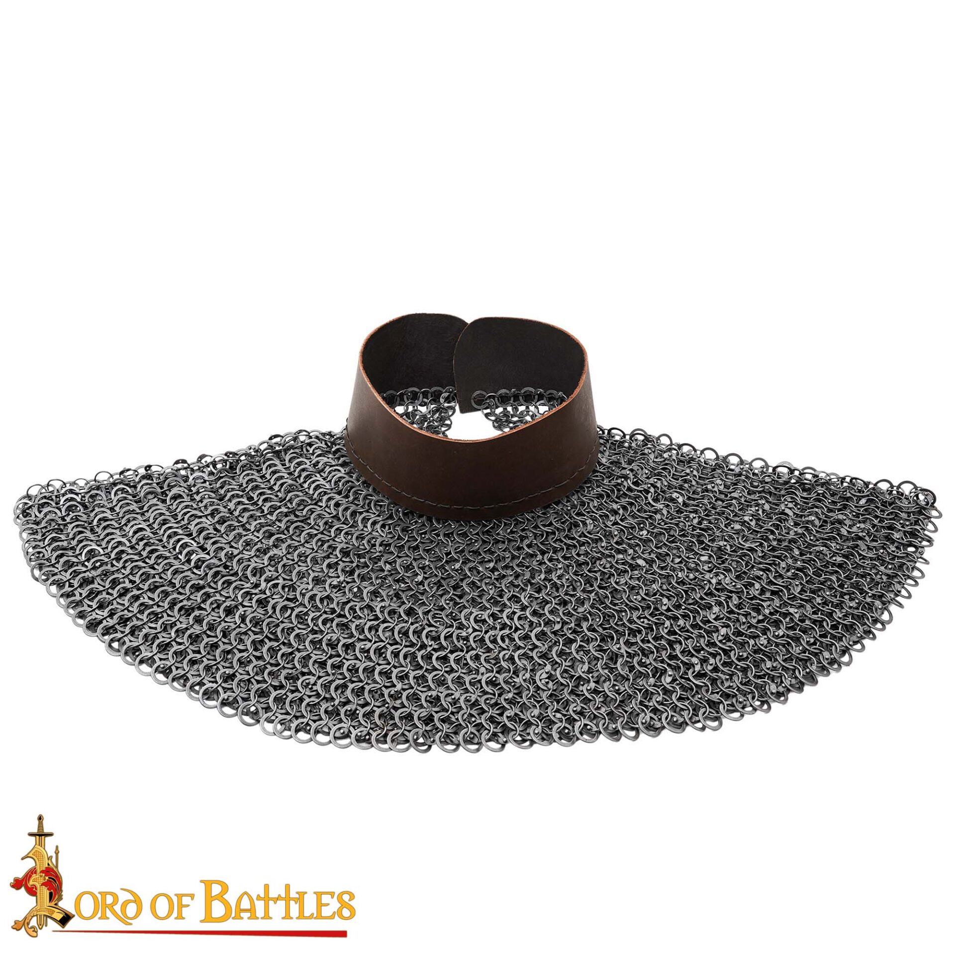 Chainmail Aventail – 9mm Riveted Round Ring with Alternating Flat Solid Rings, – 17 Gauge, Mild Steel, Natural – Ideal for LARP, Cosplay & Film Costumes