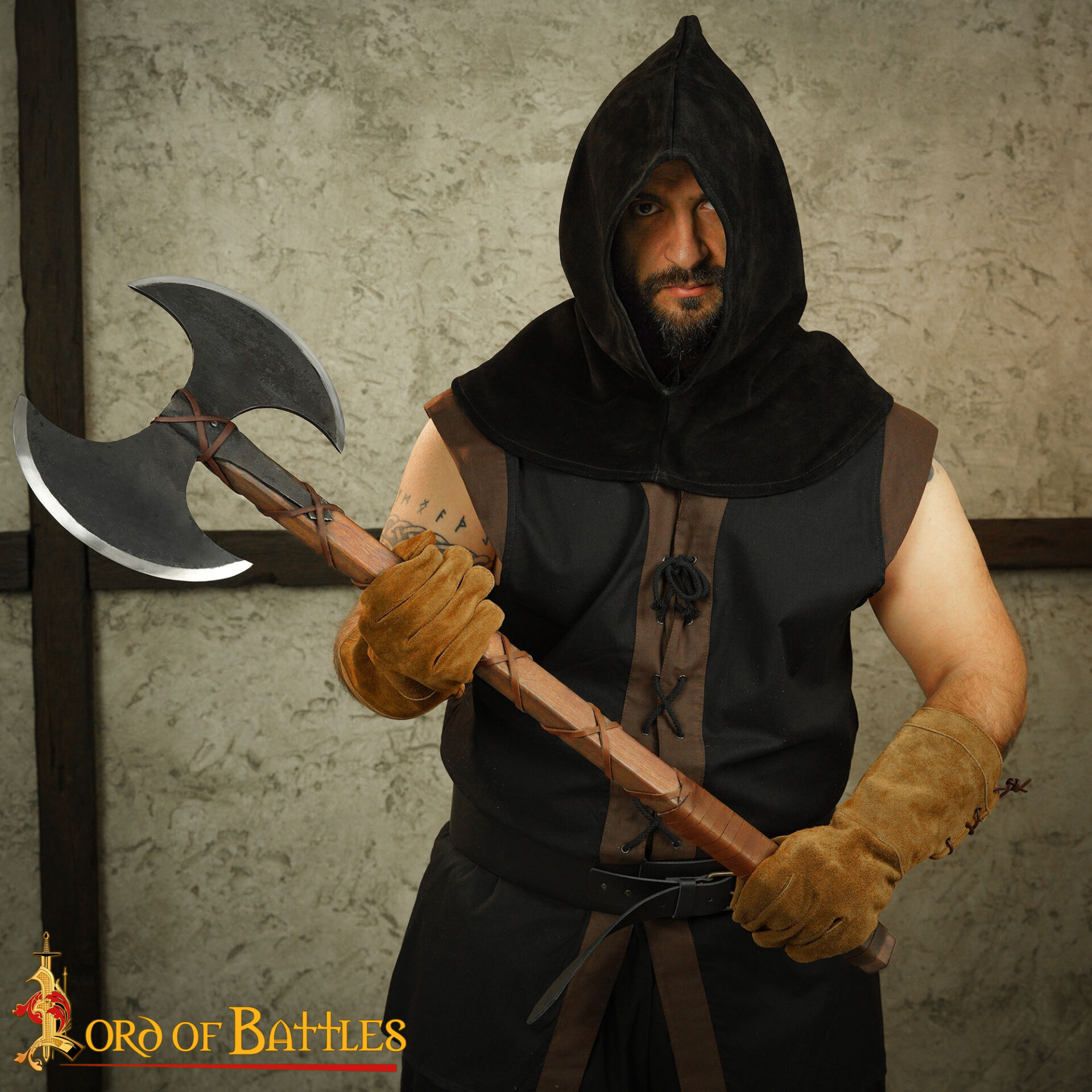 Viking Double Edged Axe with Carbon Steel Head