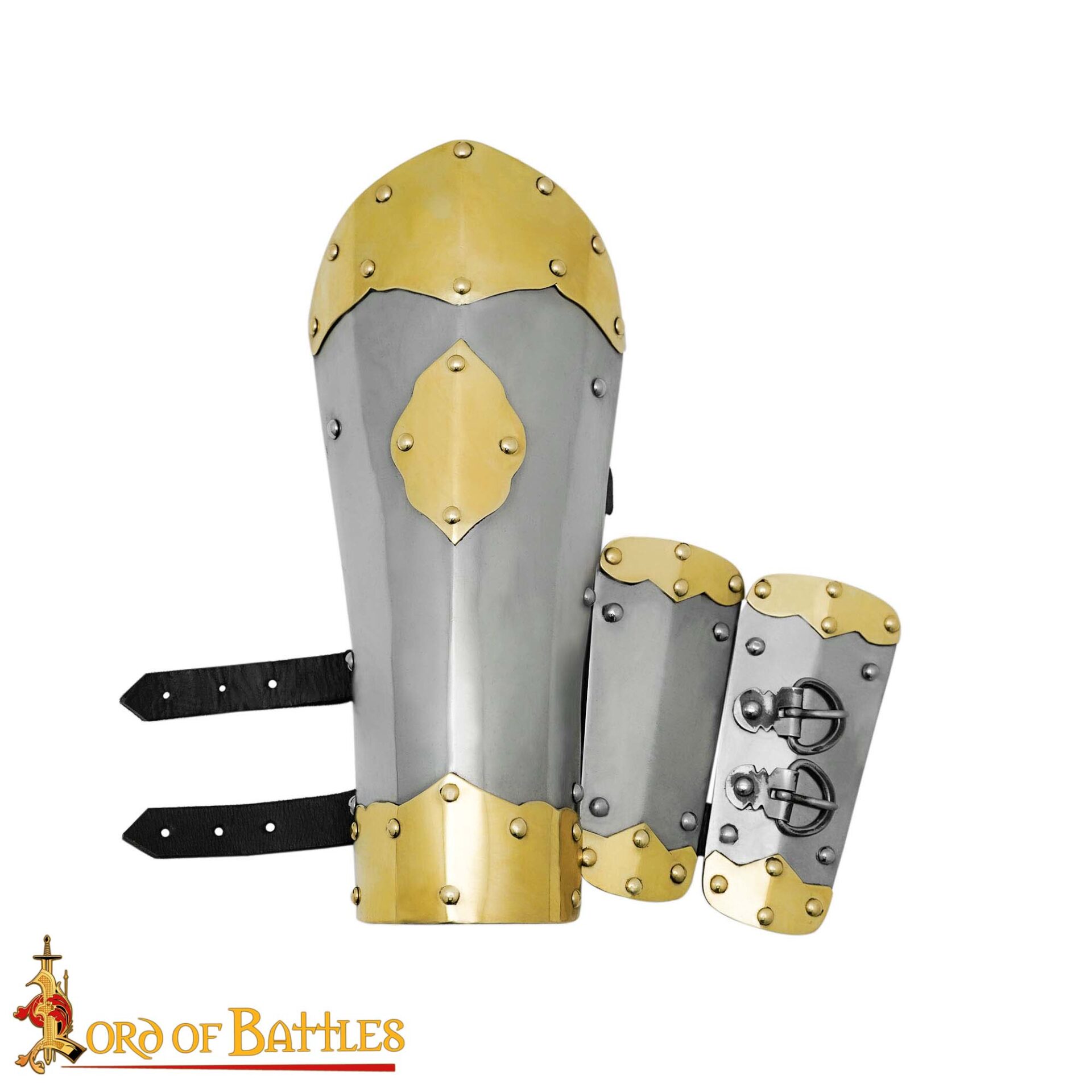 17th Century Winged Hussar Bracers,16 Gauge Mild Steel with Brass Fittings Hussar Bracers