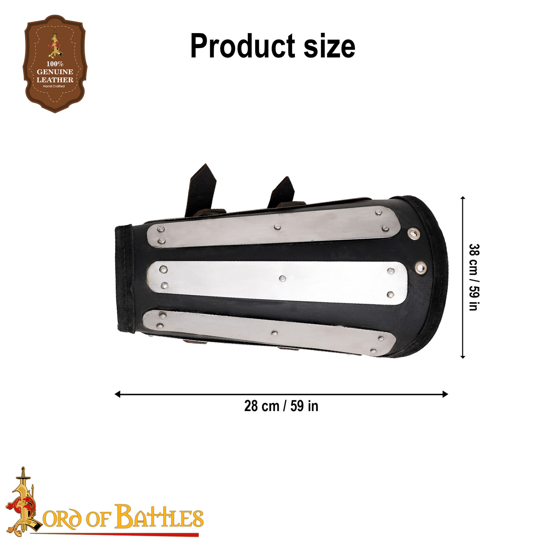 Medieval Bracers-25917BK 2 Medieval Leather & Steel Splint Bracers