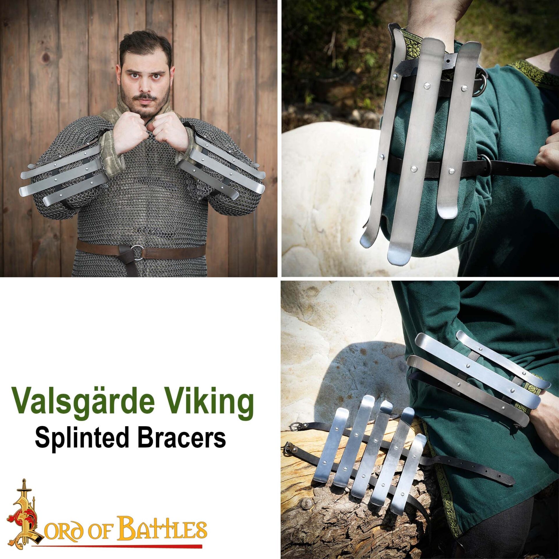 Valsgärde Viking Splinted Bracers Functional Historical Arms Armor 16 gauge