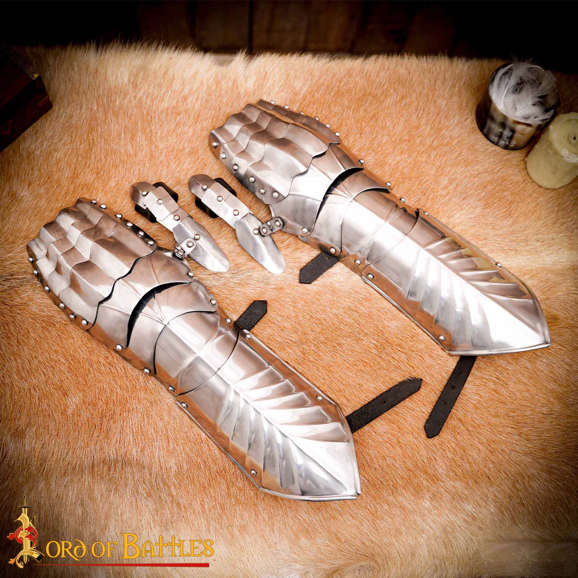 Medieval Gauntlets-25520P Late Medieval Gothic Knight Gauntlets 16 gauge
