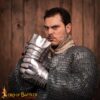 Medieval Gauntlets-9407 1 Medieval fantasy Knight Gauntlets with Suede Leather Gloves 16 gauge