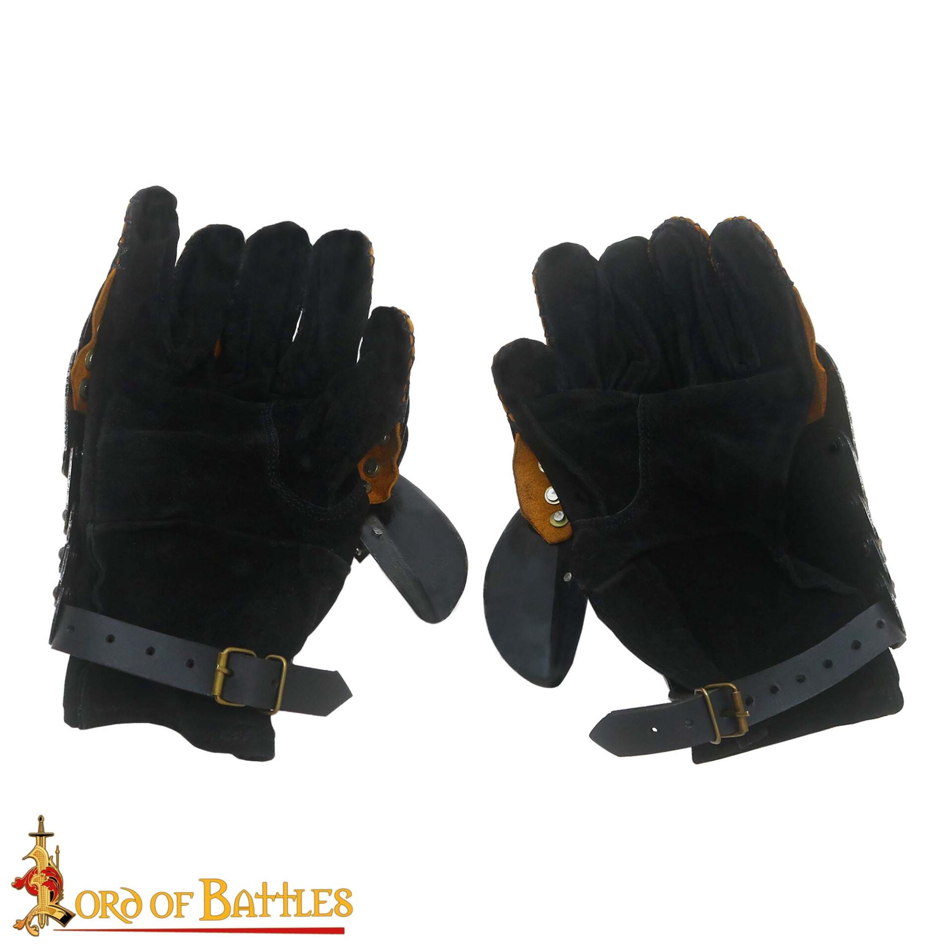 Medieval Gauntlets-9407 4 Medieval fantasy Knight Gauntlets with Suede Leather Gloves 16 gauge
