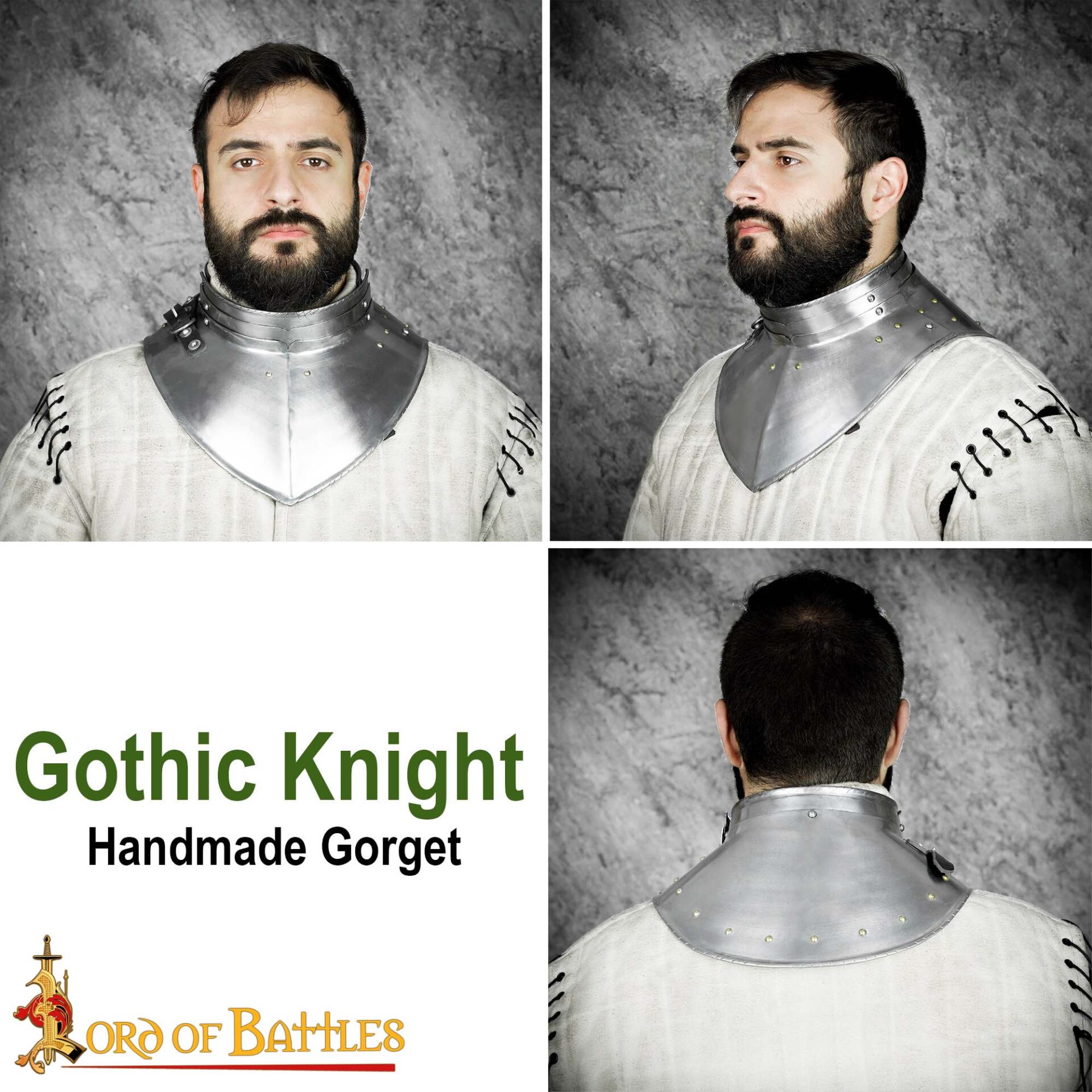 Medieval Gorgets-25511P16 6 Late Medieval elegant Steel Gorget 16 gauge