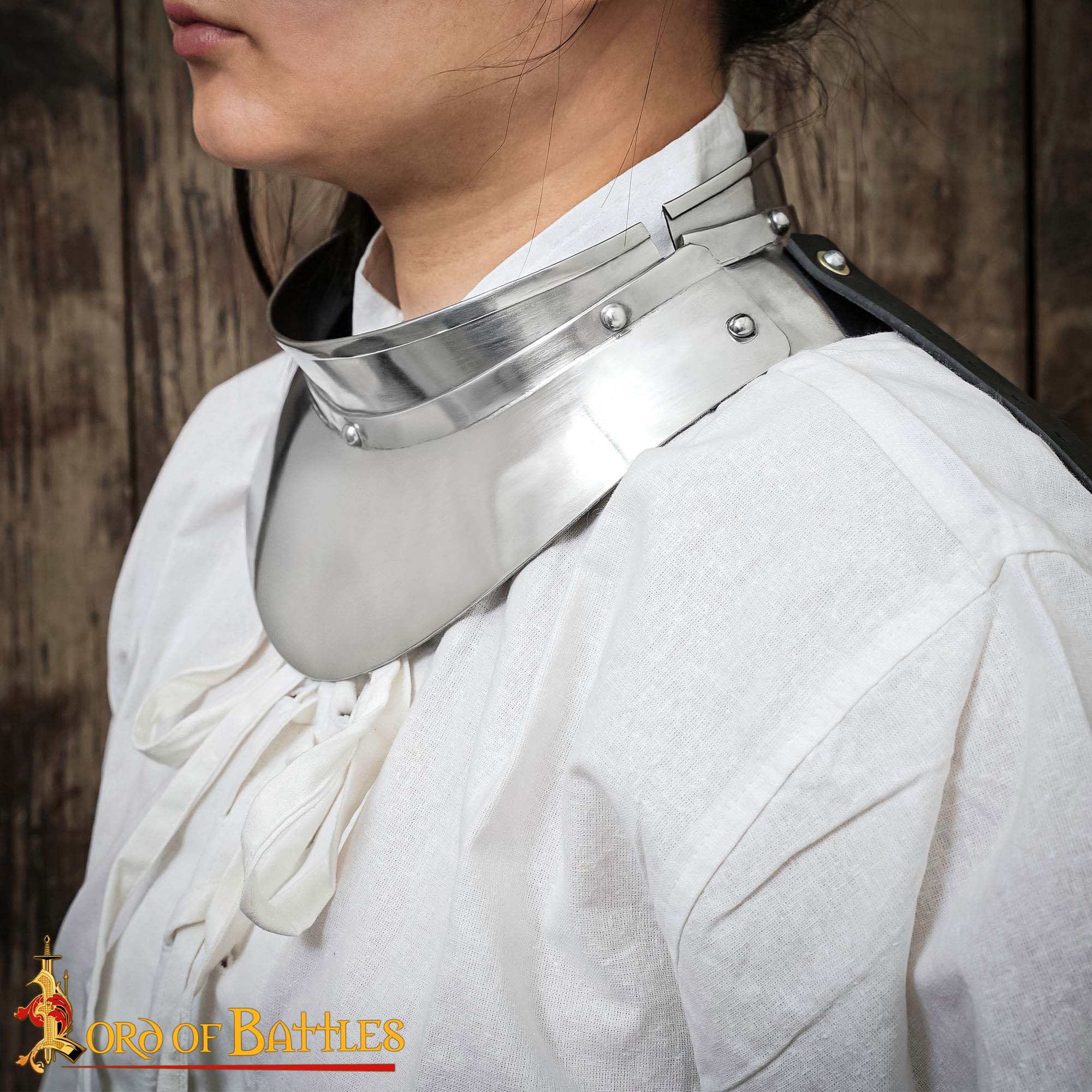 Medieval Gorgets-25512 4 Renaissance Conquistador Small Steel Gorget 16 gauge