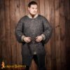 Medieval Hauberks-278N 1 Chainmail Shirt Hauberk – 9mm Riveted Flat Ring- 17 Gauge Titanium, Natural – Ideal for Reenactments, LARP & Cosplay