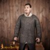 Medieval Hauberks-278N Chainmail Shirt Hauberk – 9mm Riveted Flat Ring- 17 Gauge Titanium, Natural – Ideal for Reenactments, LARP & Cosplay
