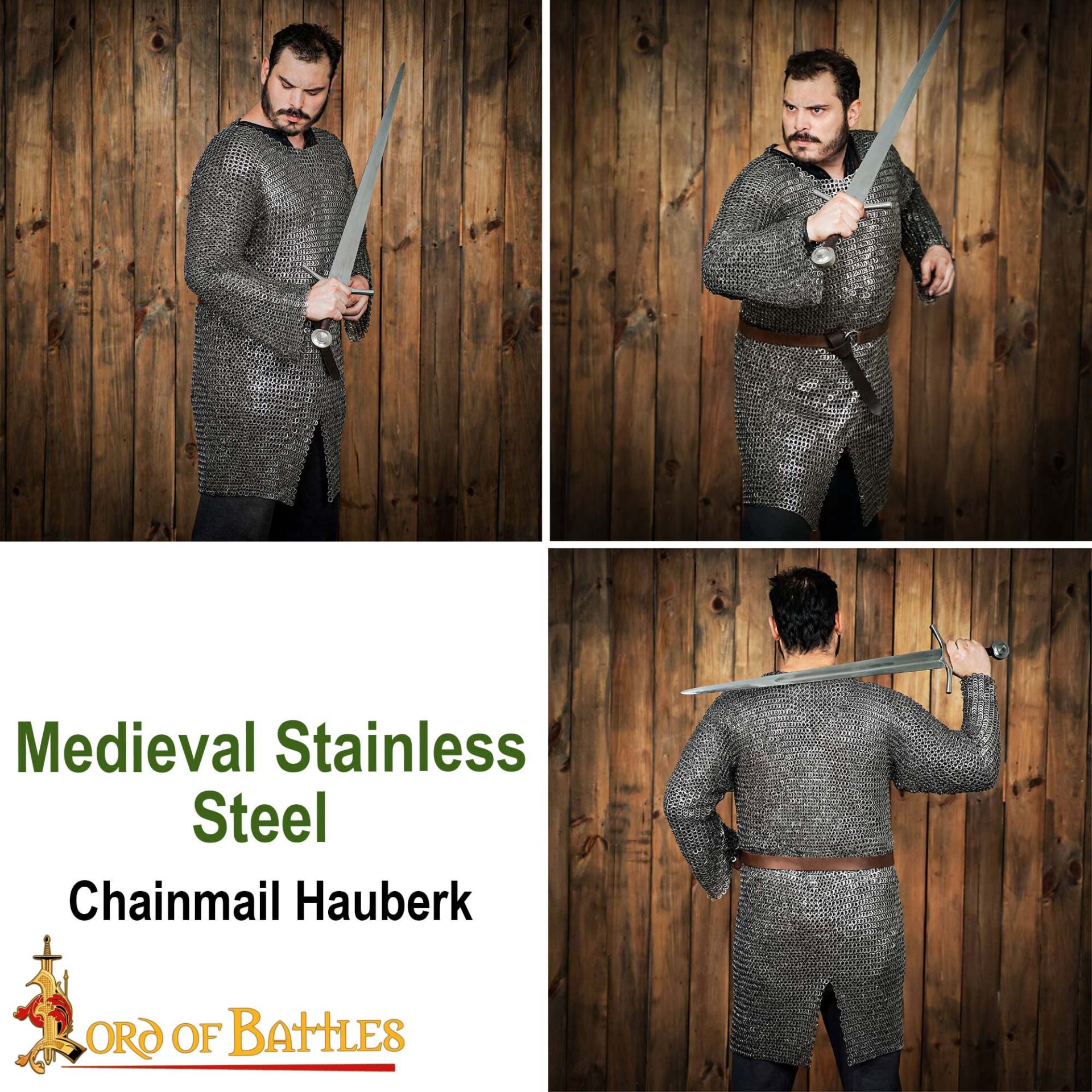 Medieval Hauberks-280N 7 stainless steel chainmail hauberk