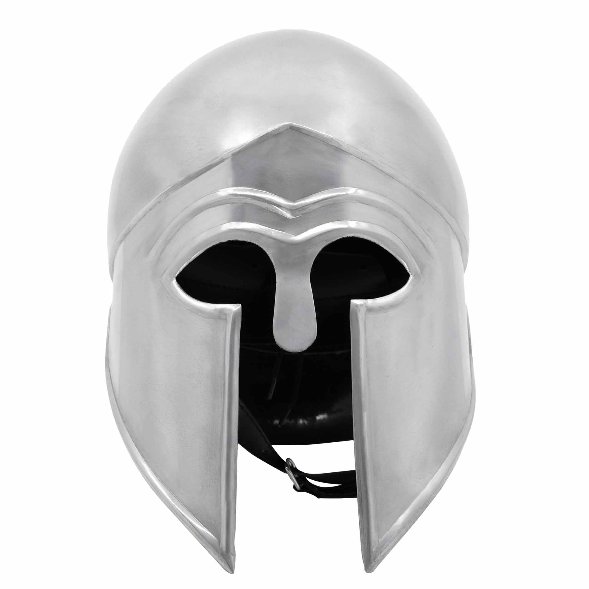 Medieval Helmets-2205P20 3 Greek hoplite Corinthian Steel Helmet with Leather Liner