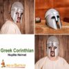 Medieval Helmets-2205P20 7 Greek hoplite Corinthian Steel Helmet with Leather Liner