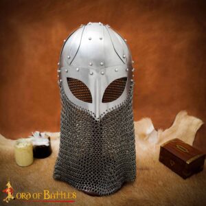 Viking Spectacle Helmet with Butted Chainmail Camail 16 gauge