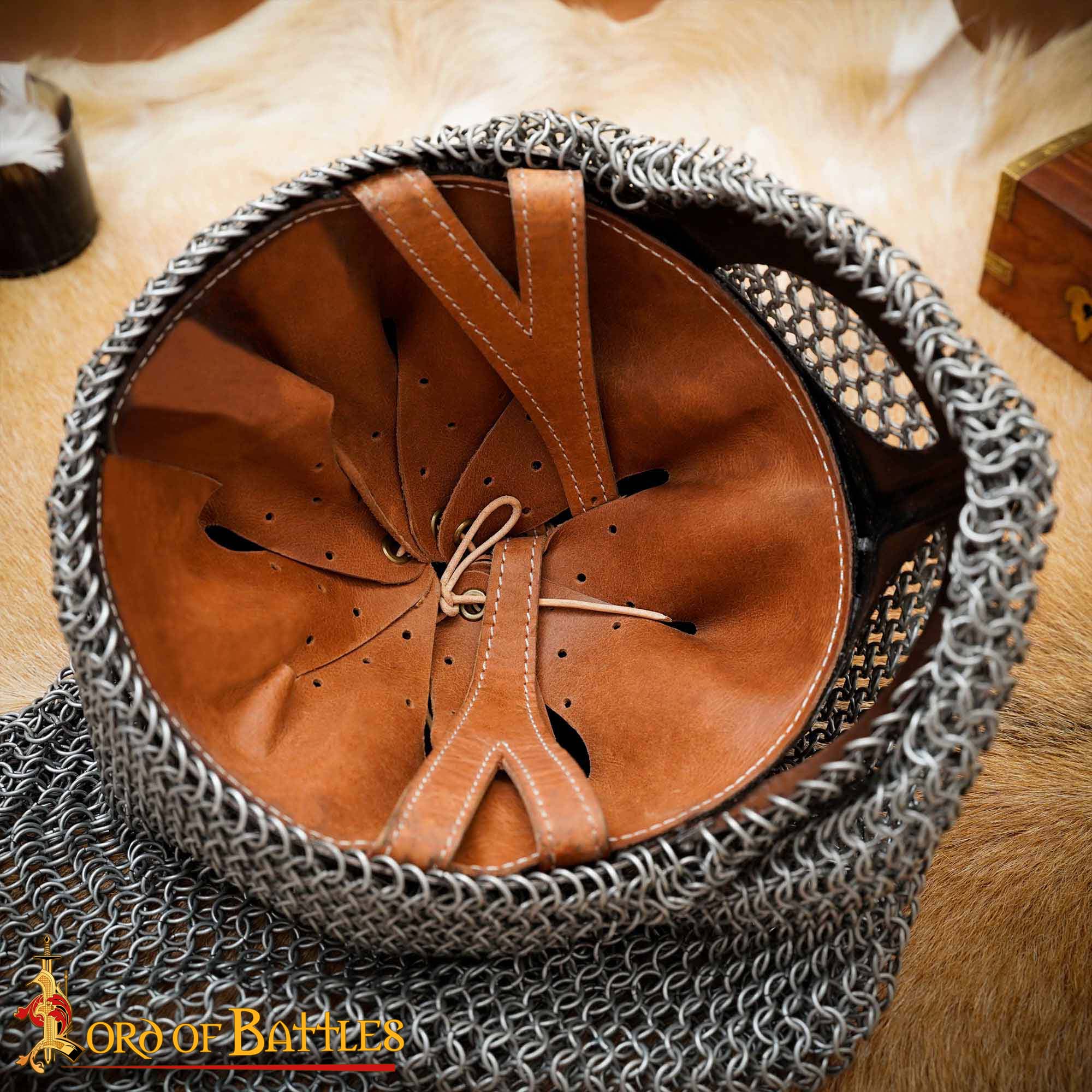 Viking Spectacle Helmet with Butted Chainmail Camail 16 gauge