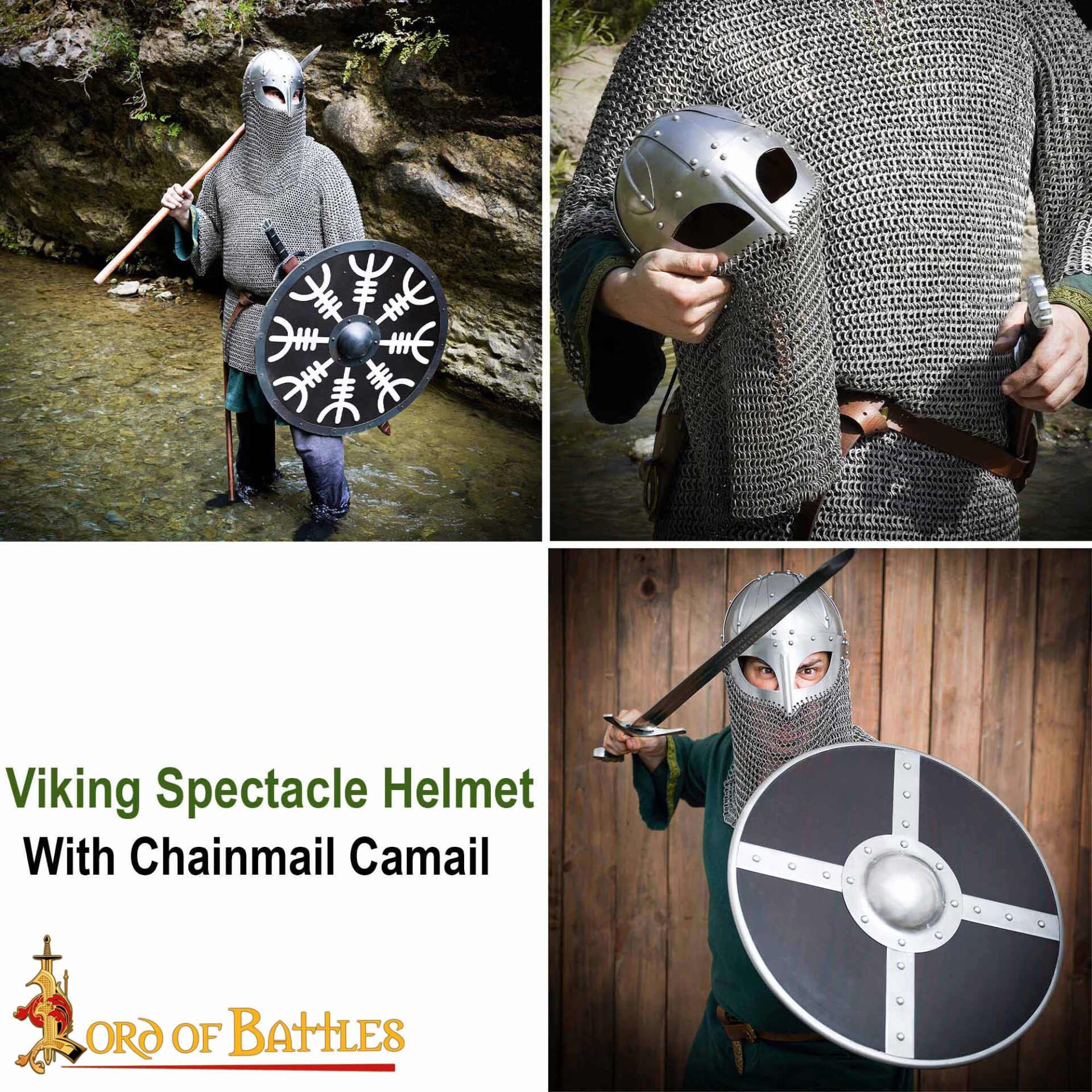 Viking Spectacle Helmet with Butted Chainmail Camail 16 gauge