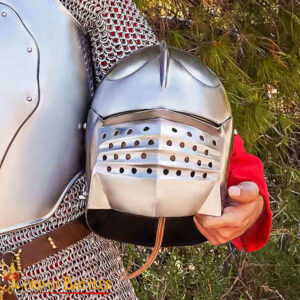 Medieval Italian Bellows Face Sallet Helmet