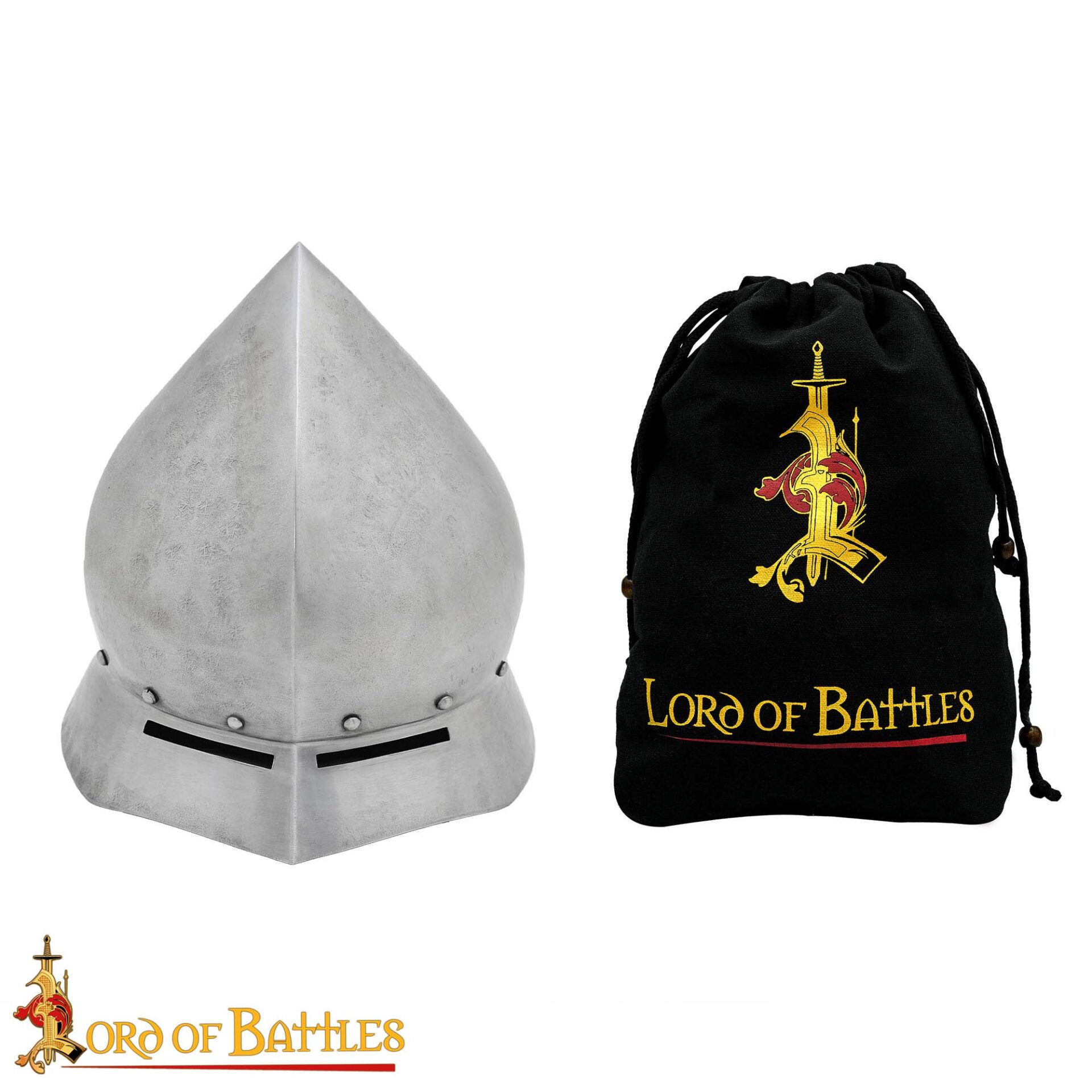 Medieval Helmets-25795AL16 3 Late Medieval Kettle Hat Helmet in Antique Finish 16 gauge