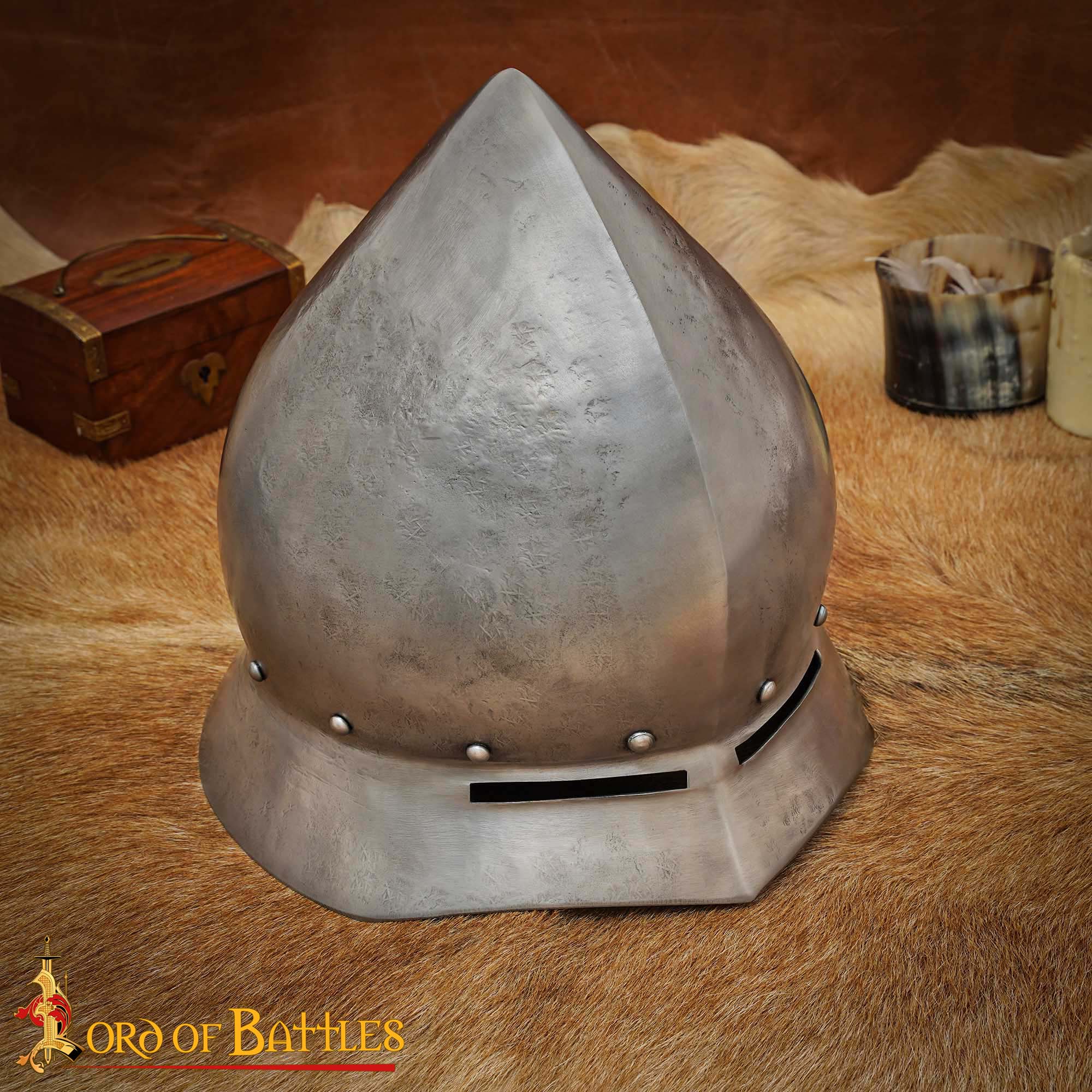 Medieval Helmets-25795AL16 Late Medieval Kettle Hat Helmet in Antique Finish 16 gauge