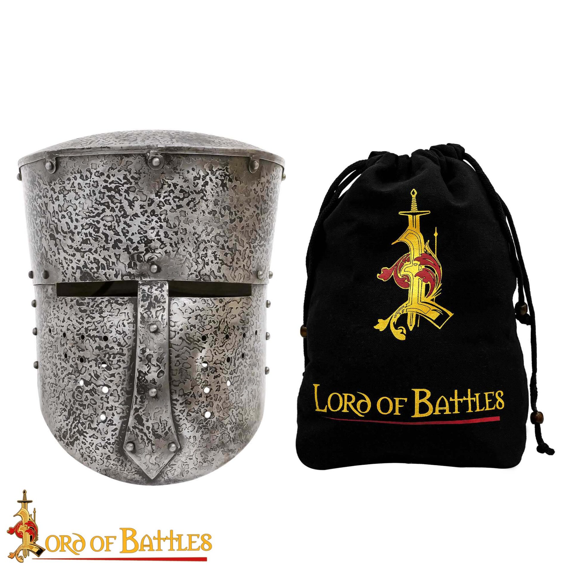 Medieval Helmets-25933 3 Medieval Crusader Antique Helmet with Padded Liner 16 gauge