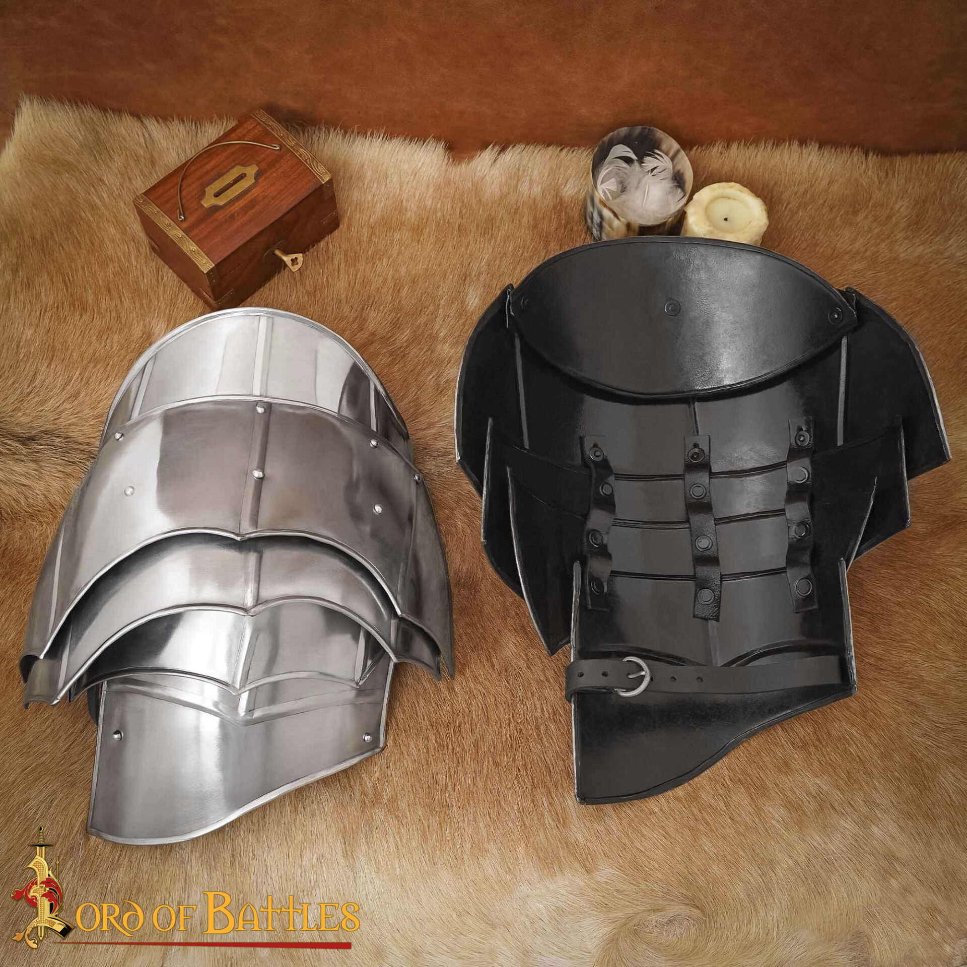Medieval Pauldrons-9203P 1 Medieval Fantasy Steel Pauldrons