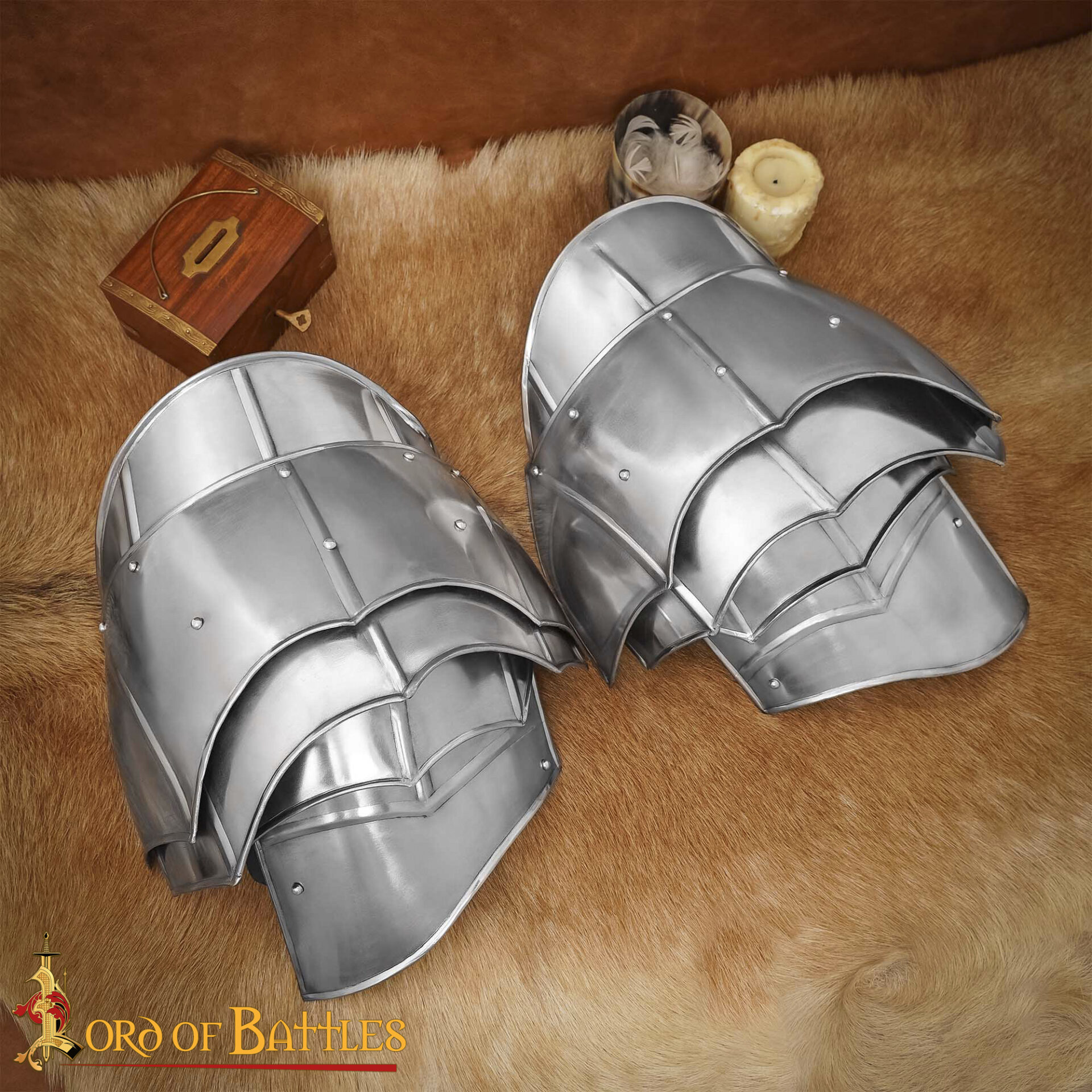 Medieval Pauldrons-9203P Medieval Fantasy Steel Pauldrons