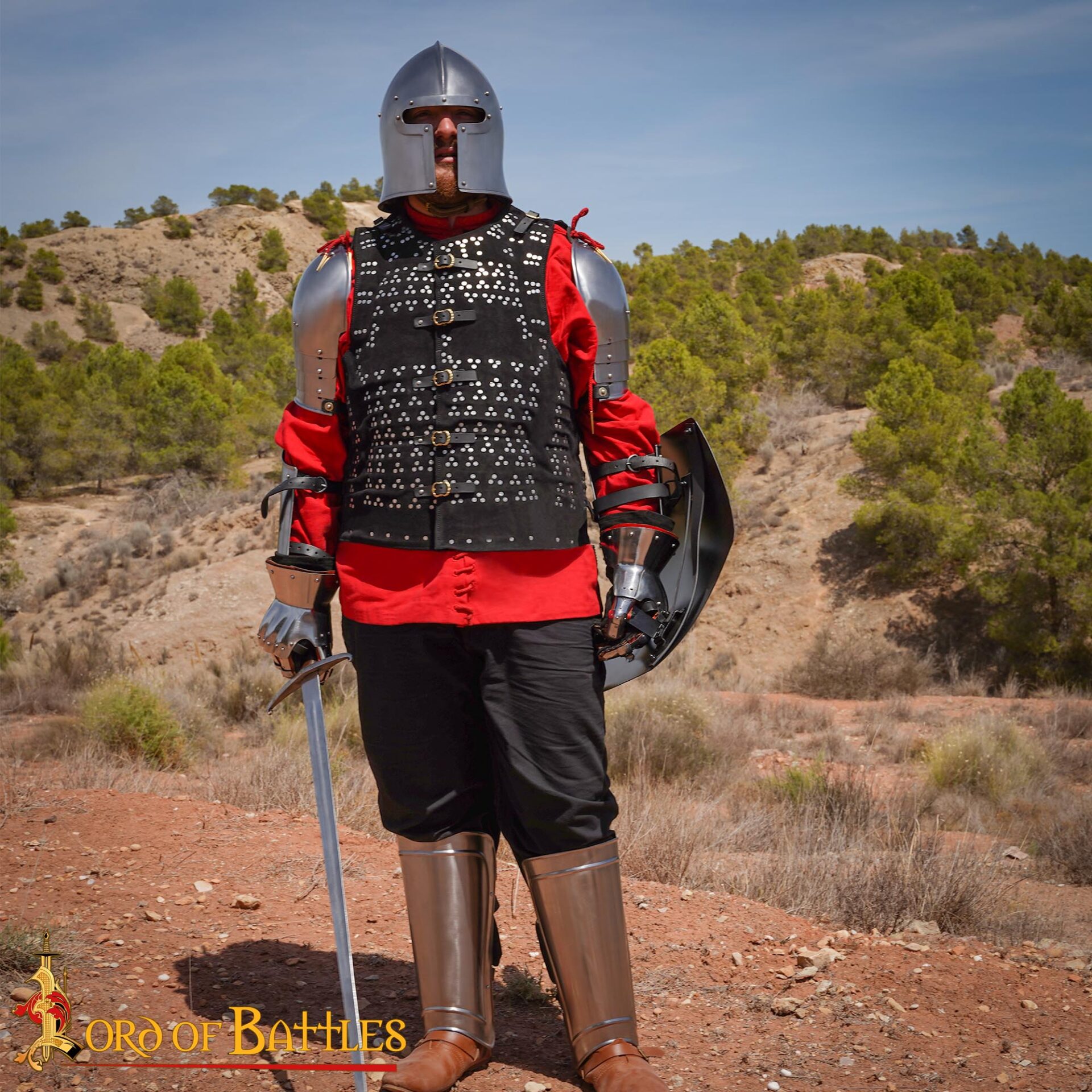 Medieval Pauldrons-9206 4 Medieval Knightly Classic Steel Pauldrons 16 gauge