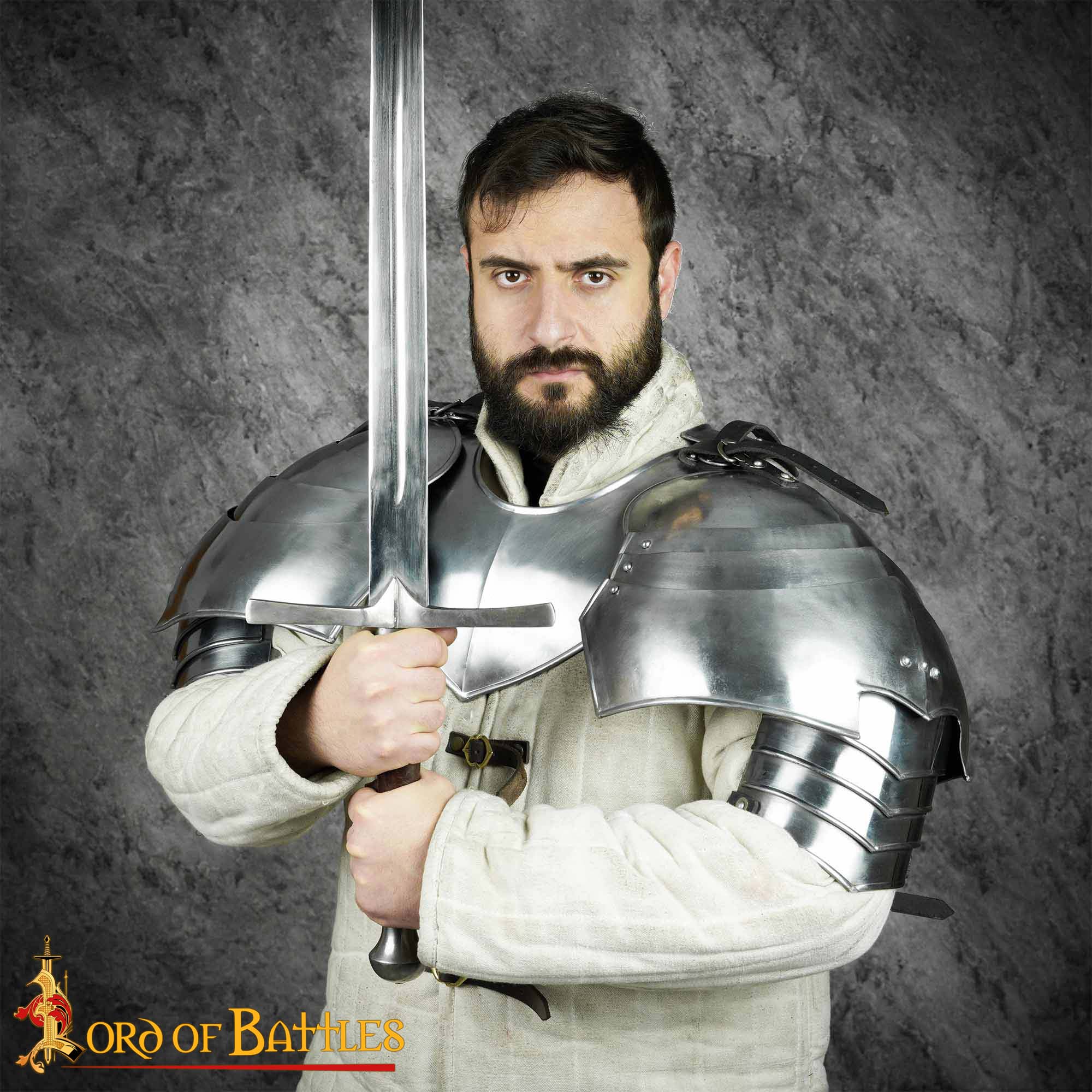 Medieval Pauldrons-9210P 4 Medieval large Knightly Pauldrons 18 gauge – Discontinued